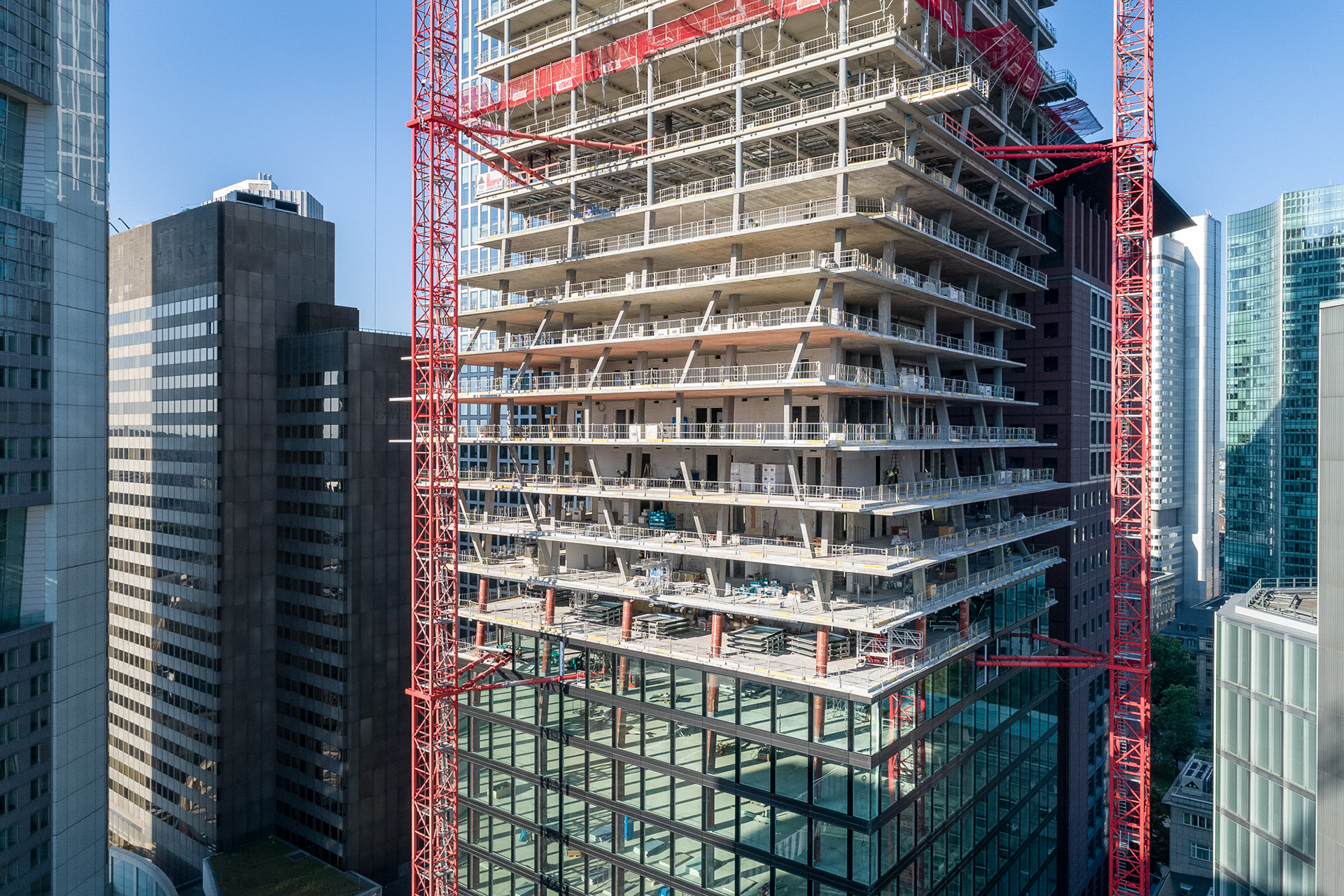 Fotodokumentation vom Bau des OmniTurms für Tishman Speyer