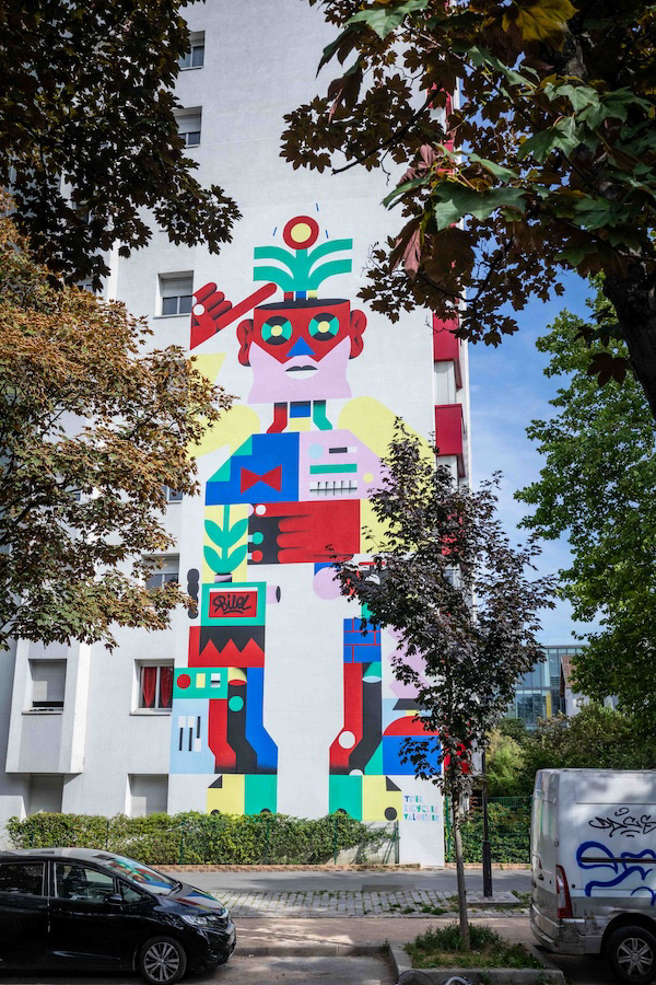 L'œuvre de Bilel Allem "Tout se transforme" sur le thème du recyclage pour Eco DDS. Photo : ©Collectif Le Réseau pour Hypermur