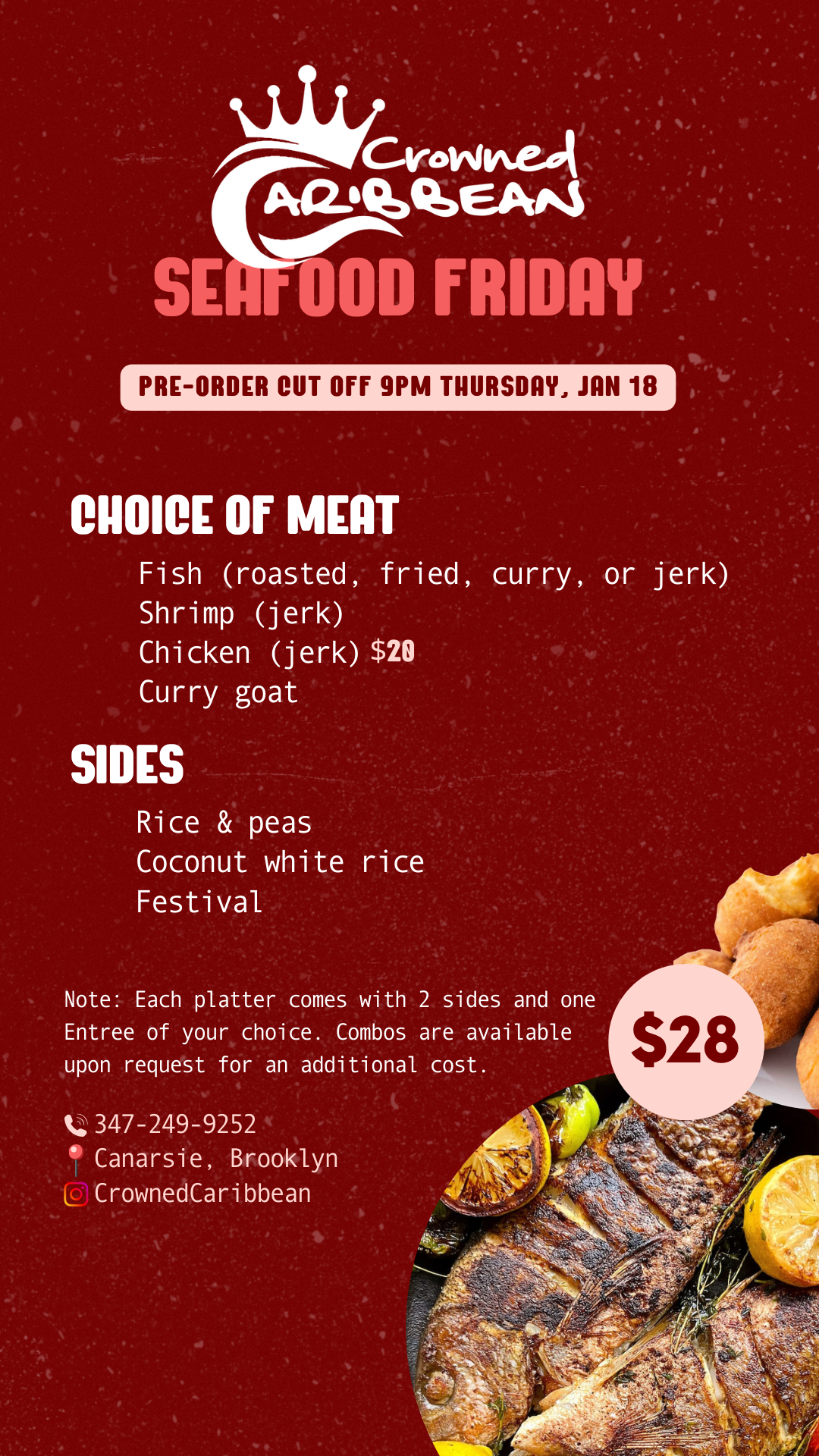 Food Menu for Caribbean Restaurant