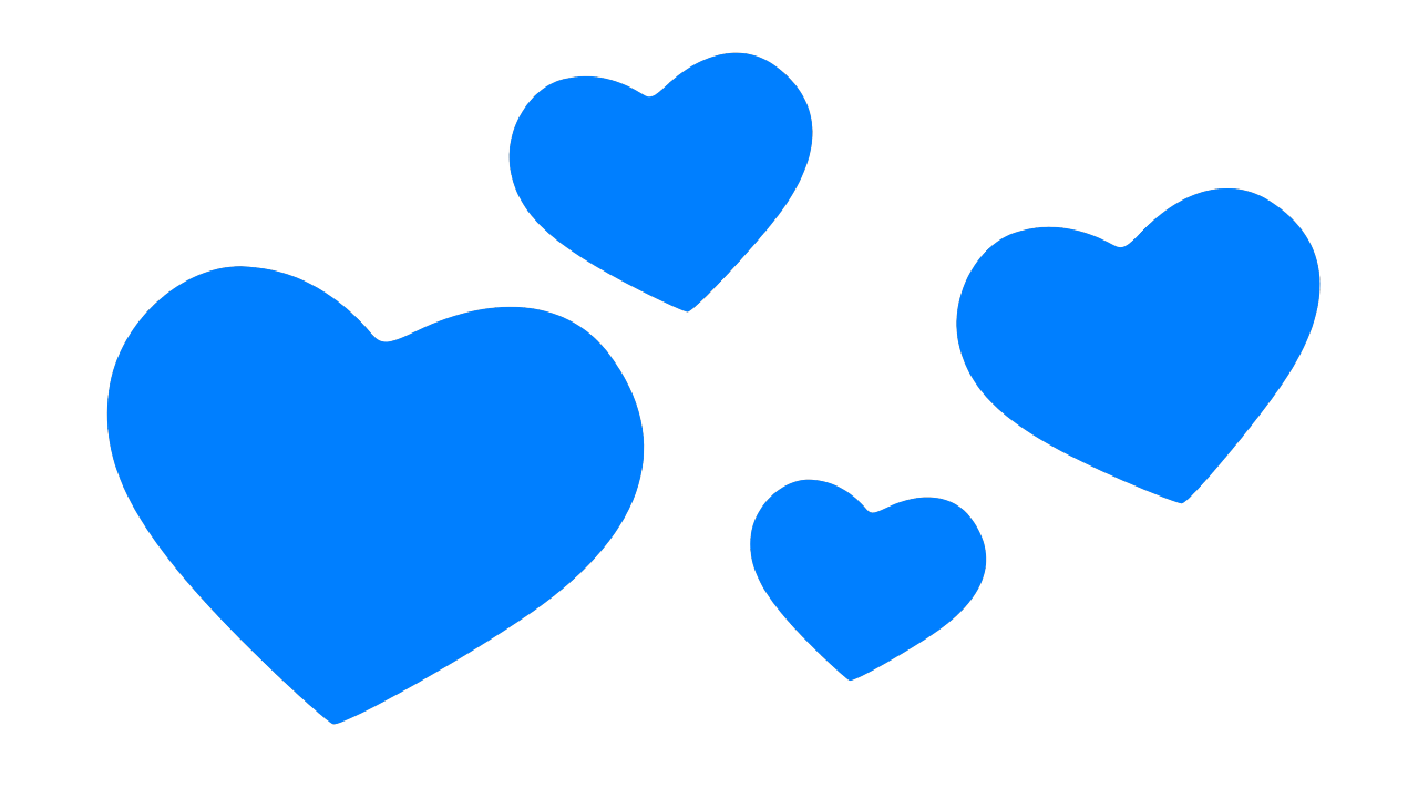 Conjunto de siluetas de corazones azules aislados de diferentes tamaños, especial para diseños en Agencias de Stock.