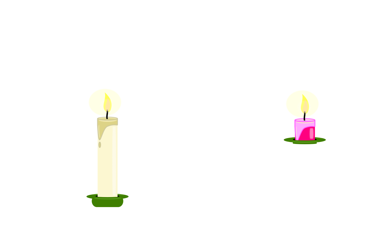 Velas grande y pequeña encendidas con sus reflejos y humo totalmente aisladas sobre fondo oscuro. Diseño Especial Navidad #Tenebroso.