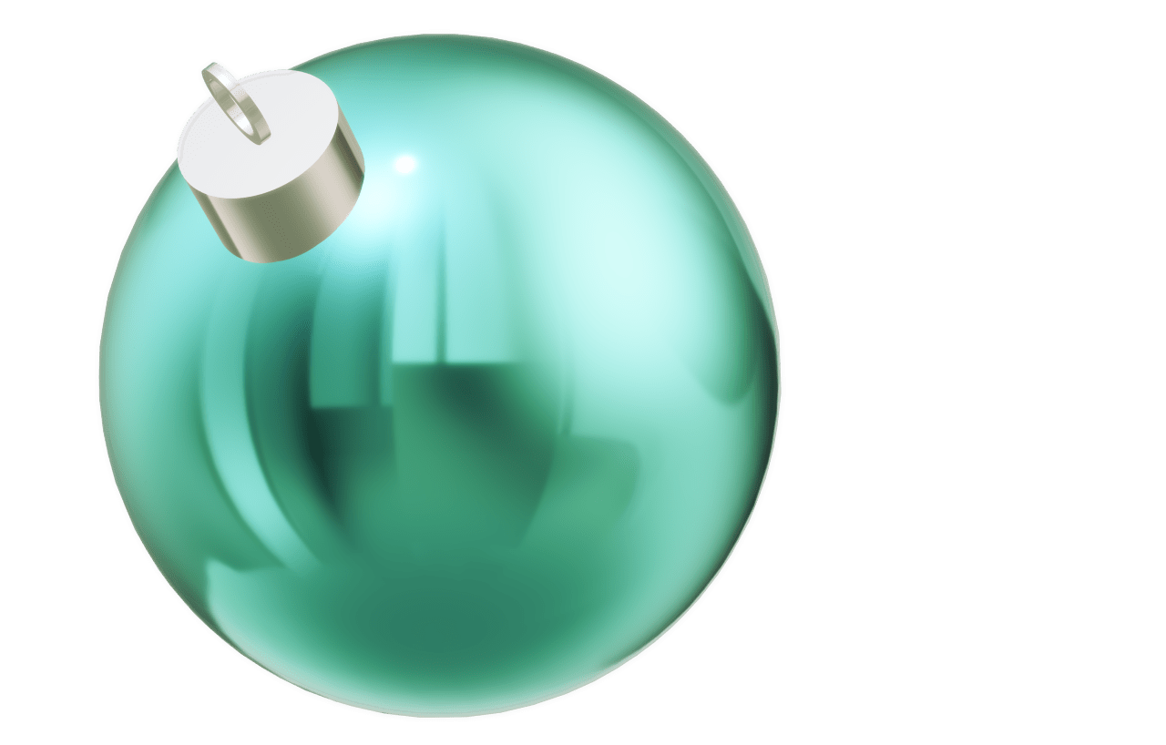 Bola navideña de color verde esmeralda brillante en 3D totalmente aislada. Por Tenebroso.