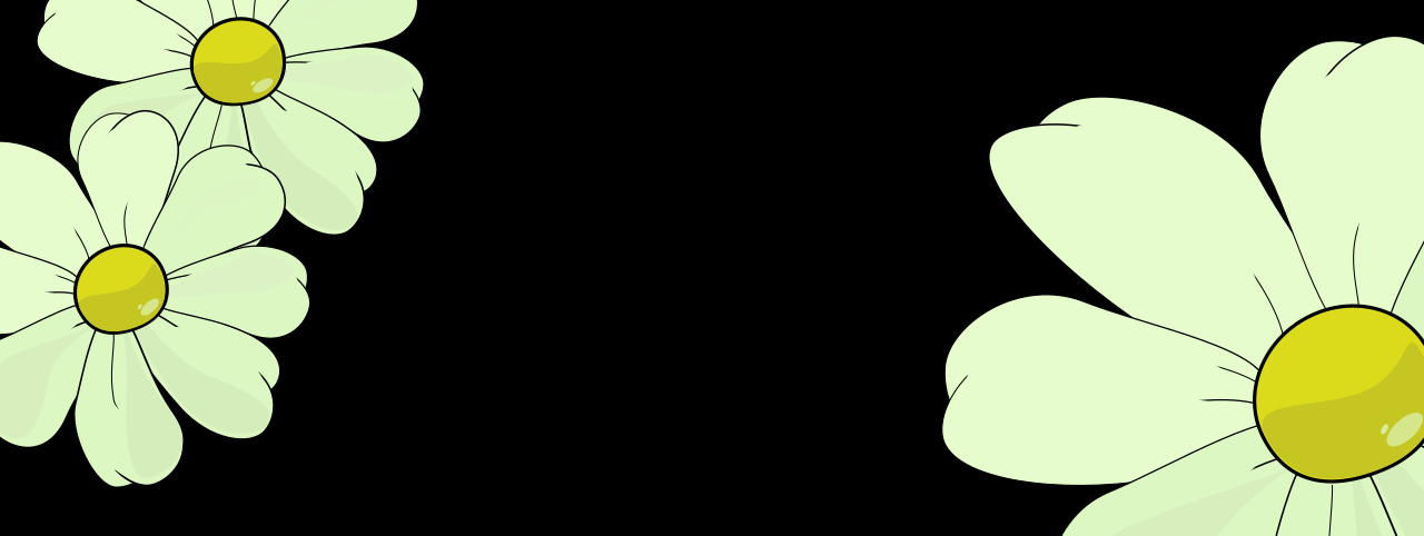 Elegante banner de fondo negro con La Margarita Más Hermosa de Internet en los laterales. Espacio para texto, logo o diseño