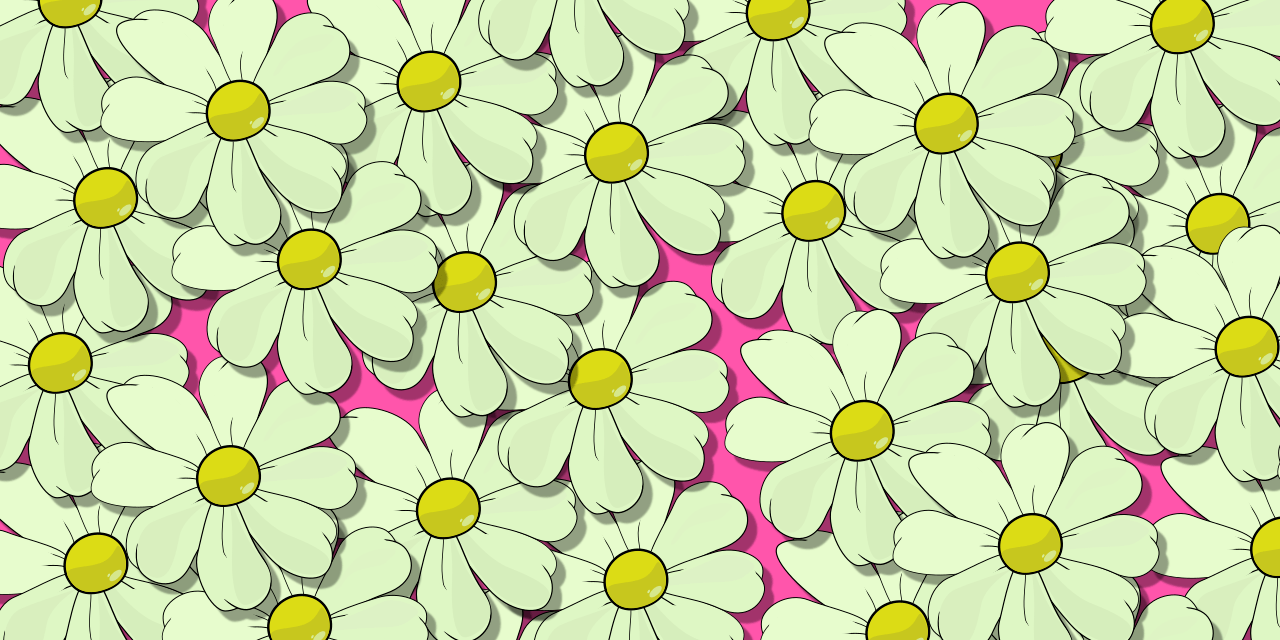 Estilo fondo de escritorio o pantalla. Wallpaper de margaritas ocupando toda la imagen