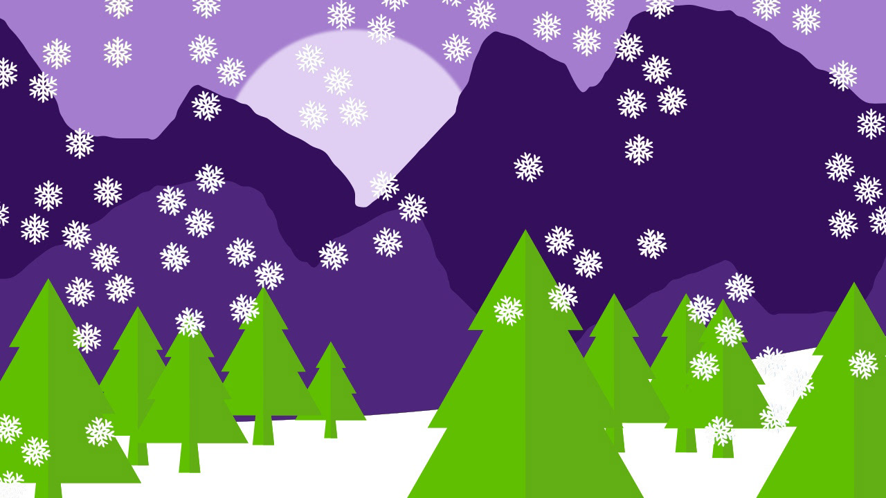 Panorama nocturno de temporada de Navidad con copos de nieve en 3D. Todo un clásico de estas fiestas