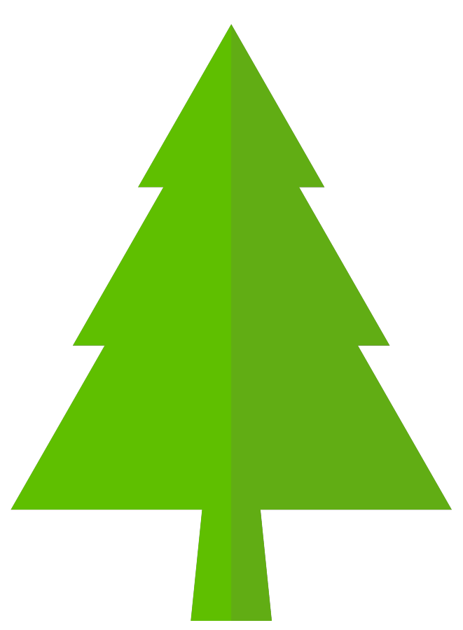Árbol verde en sencilla silueta con efecto de sombra y aislado. Símbolo de Navidad por Tenebroso.