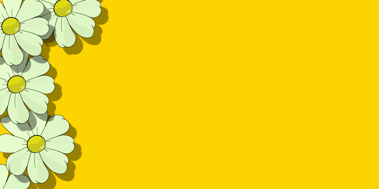 Conjunto de margaritas en un lateral de la ilustración. Póster de flores en un banner de Agencia de stock sobre fondo amarillo. Imagen de #Tenebroso