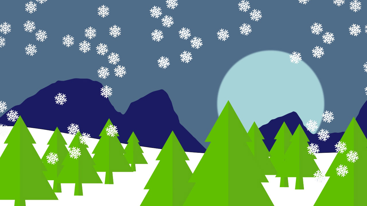 Paisaje invernal nocturno, bucólico bosque nevado para microstock