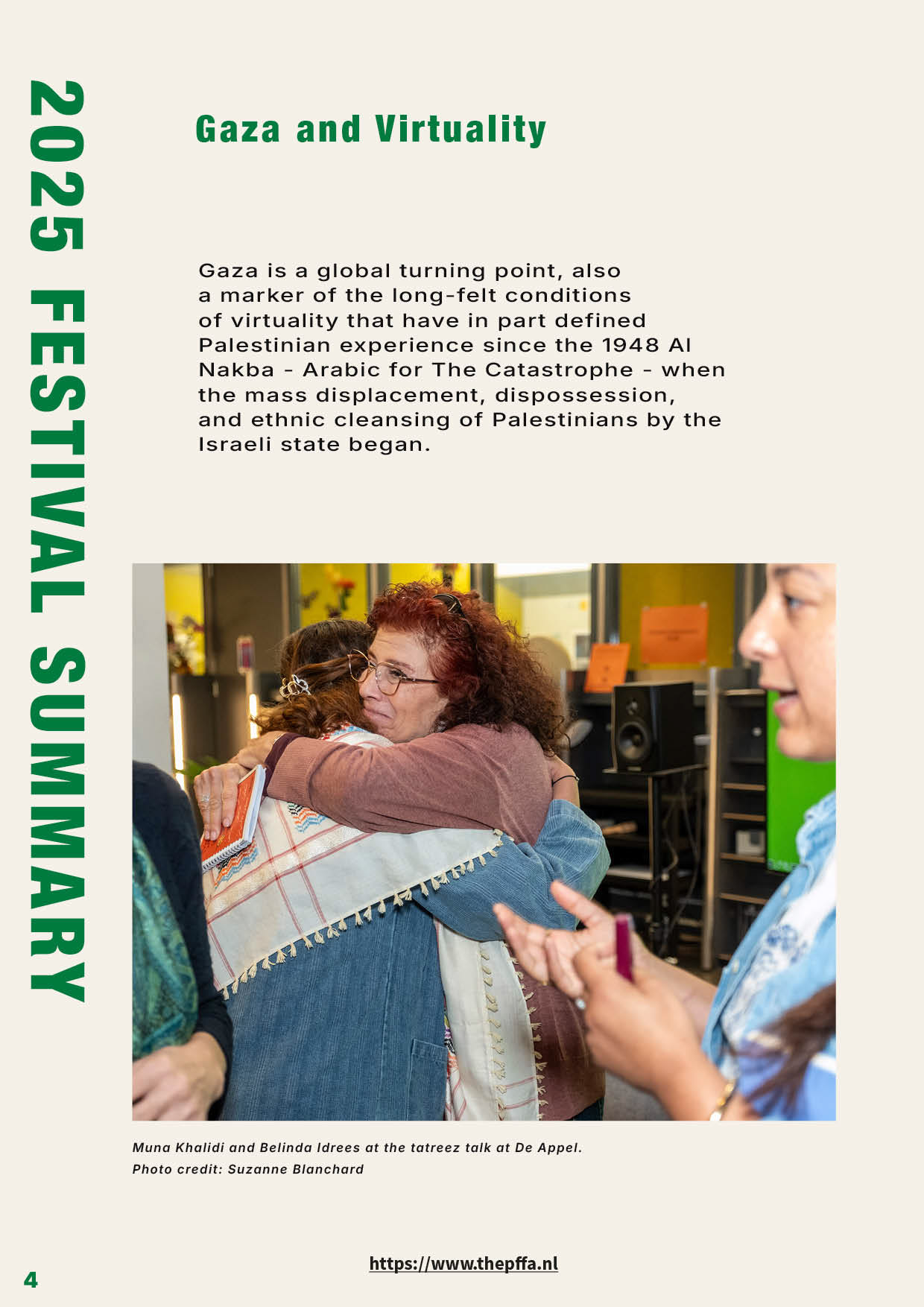 Editorial design van het 24 pagina’s tellende Jaarverslag 2025 voor het Palestinian Film Festival Amsterdam