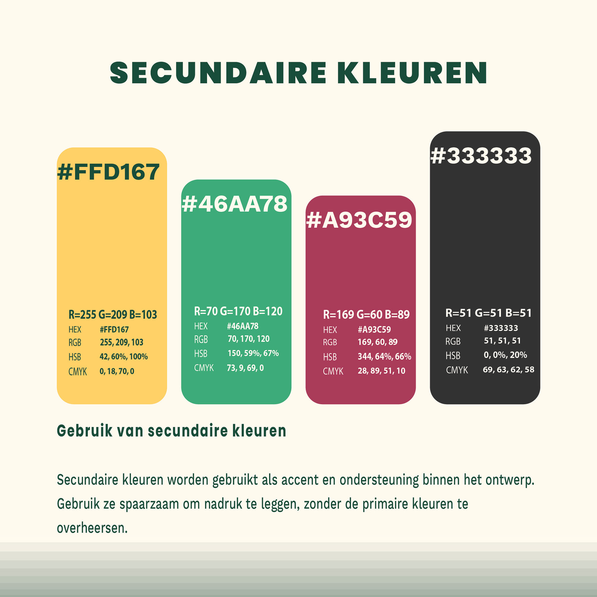 Kleurenpalet voor de visuele identiteit van Mannen met Pannen