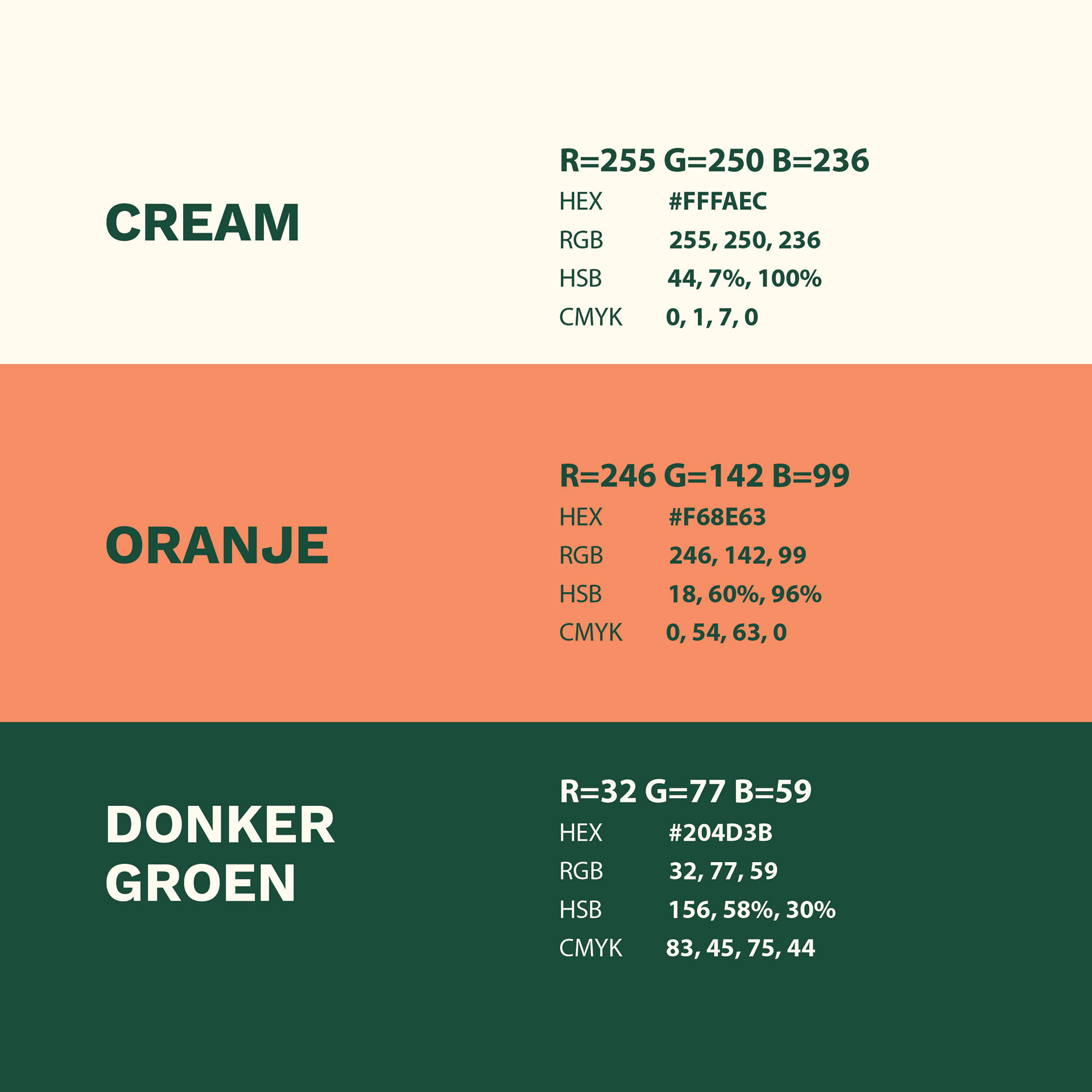 Kleurenpalet voor de visuele identiteit van Mannen met Pannen