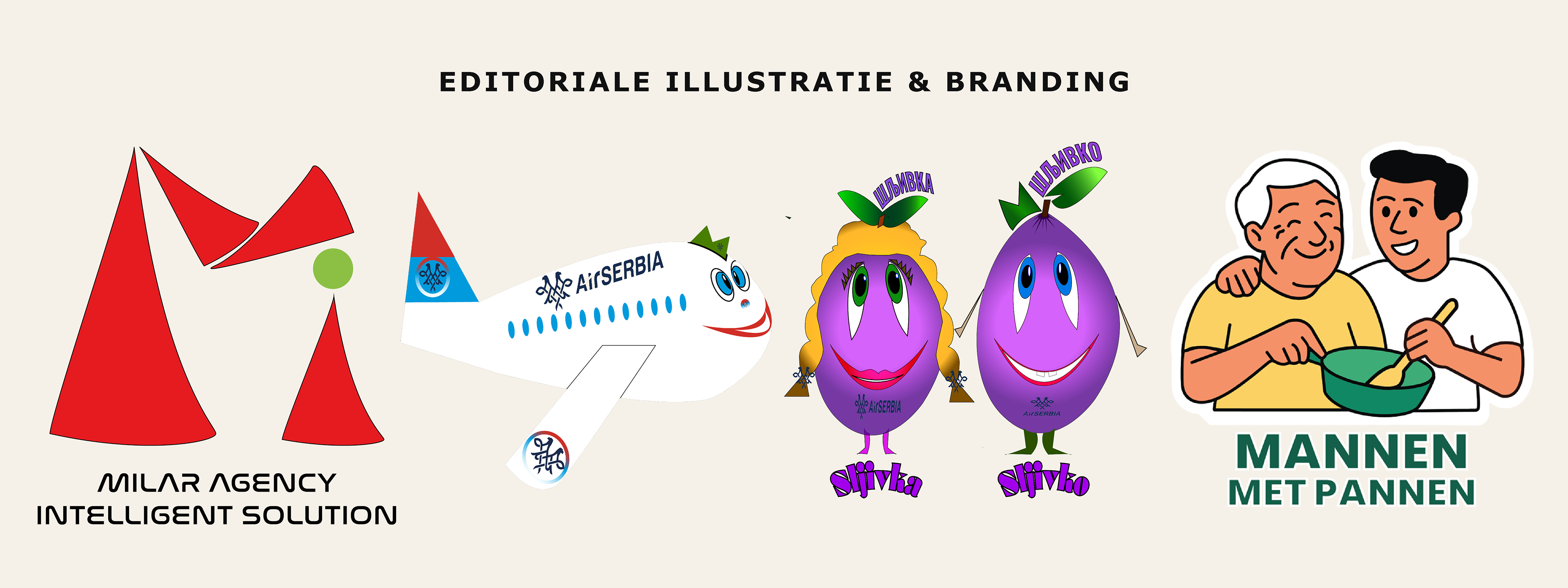 Editoriale illustraties en grafische elementen voor branding