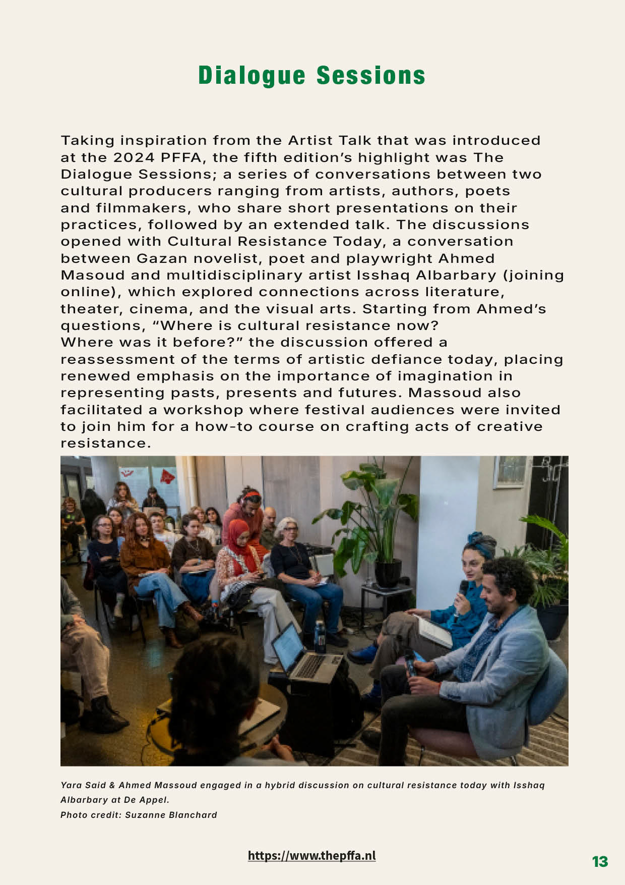 Editorial design van het 24 pagina’s tellende Jaarverslag 2025 voor het Palestinian Film Festival Amsterdam