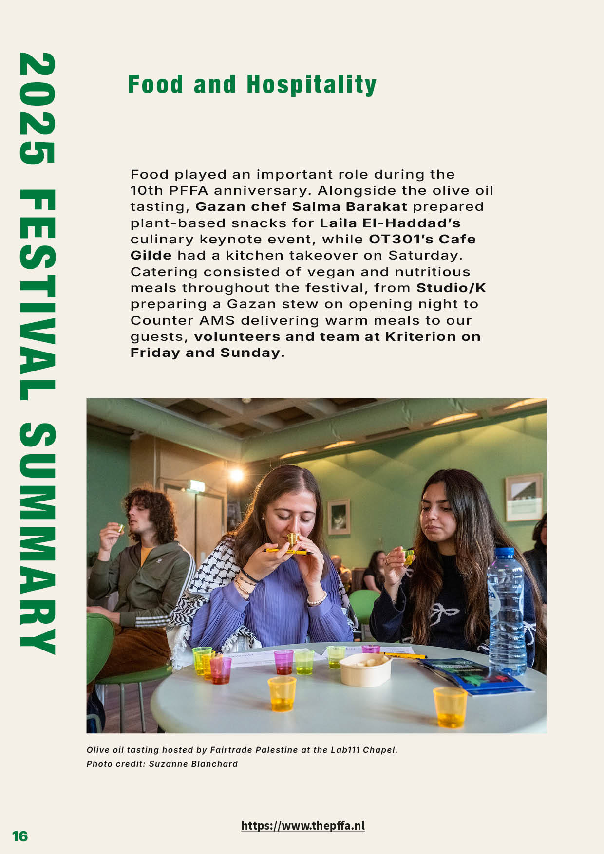 Editorial design van het 24 pagina’s tellende Jaarverslag 2025 voor het Palestinian Film Festival Amsterdam