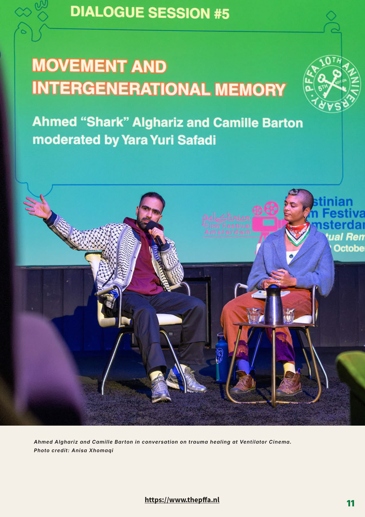 Editorial design van het 24 pagina’s tellende Jaarverslag 2025 voor het Palestinian Film Festival Amsterdam