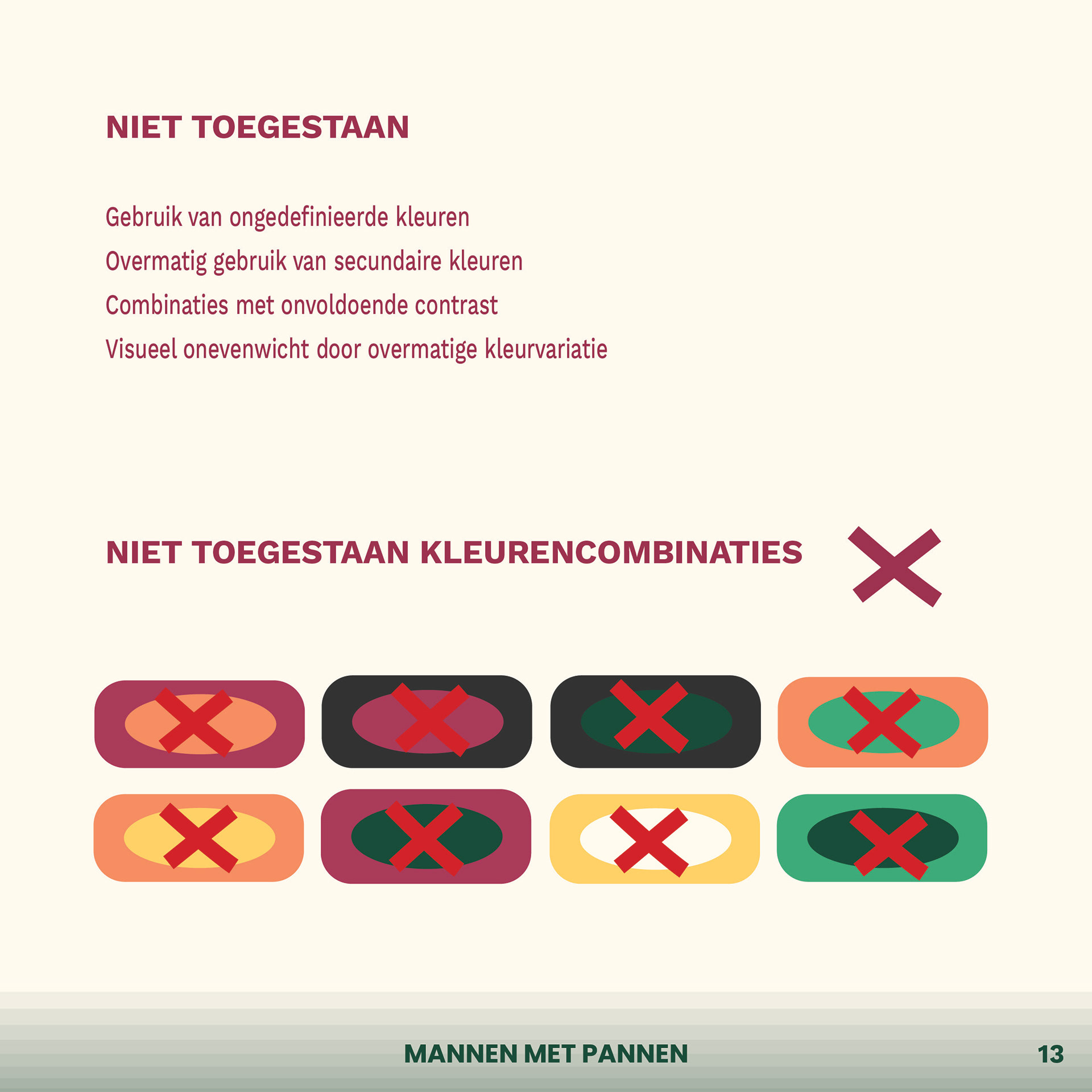 Kleurenpalet voor de visuele identiteit van Mannen met Pannen