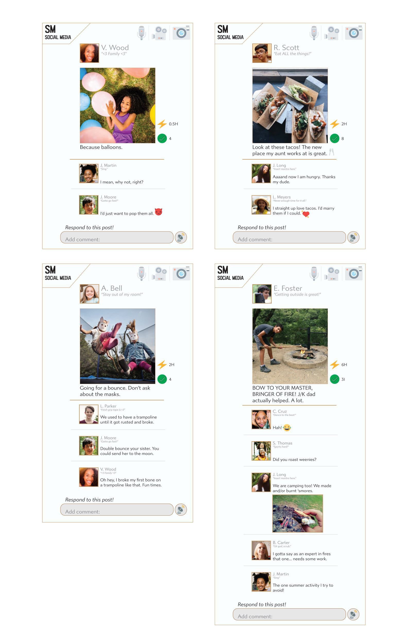 Generic social media posts.