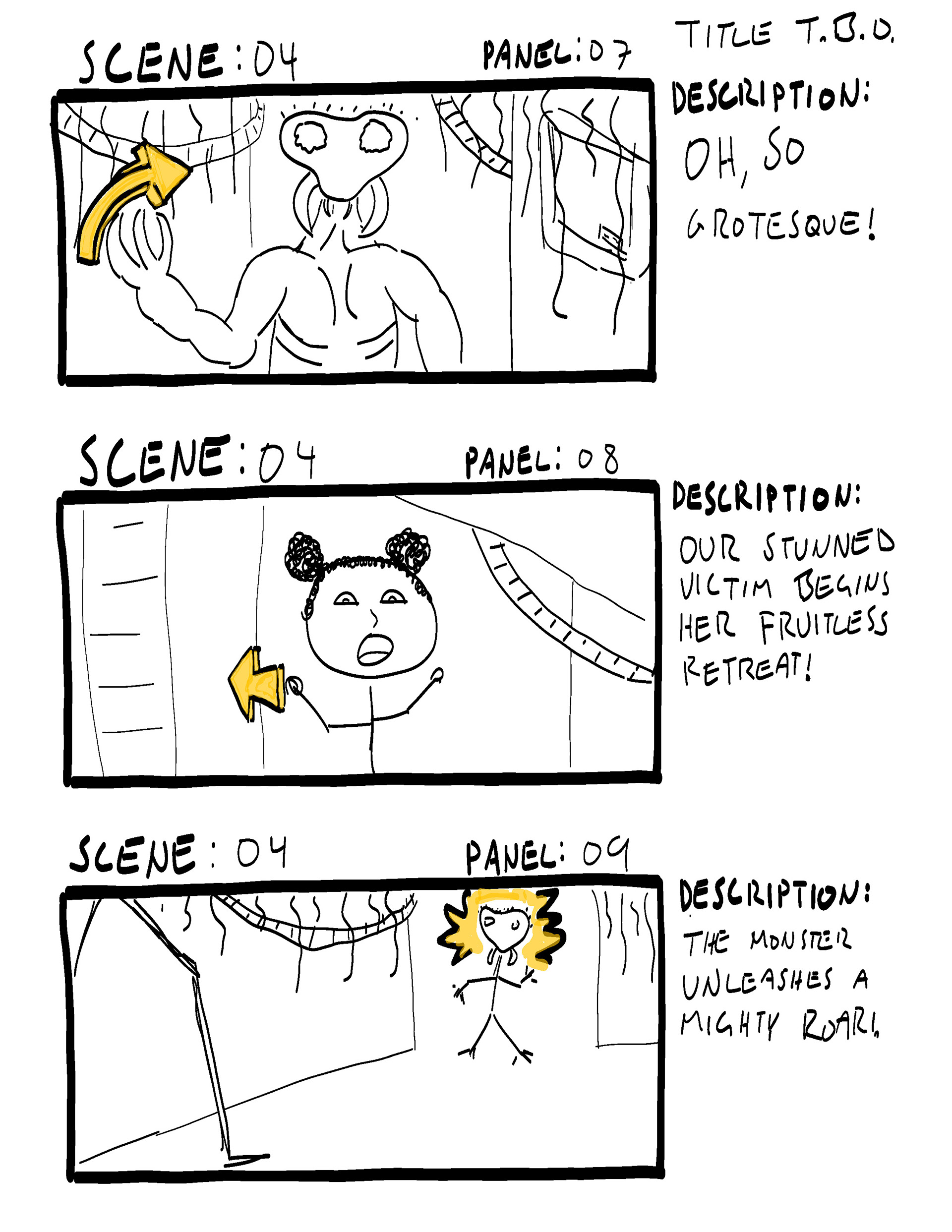 Kid's storyboards for their ailen movie.