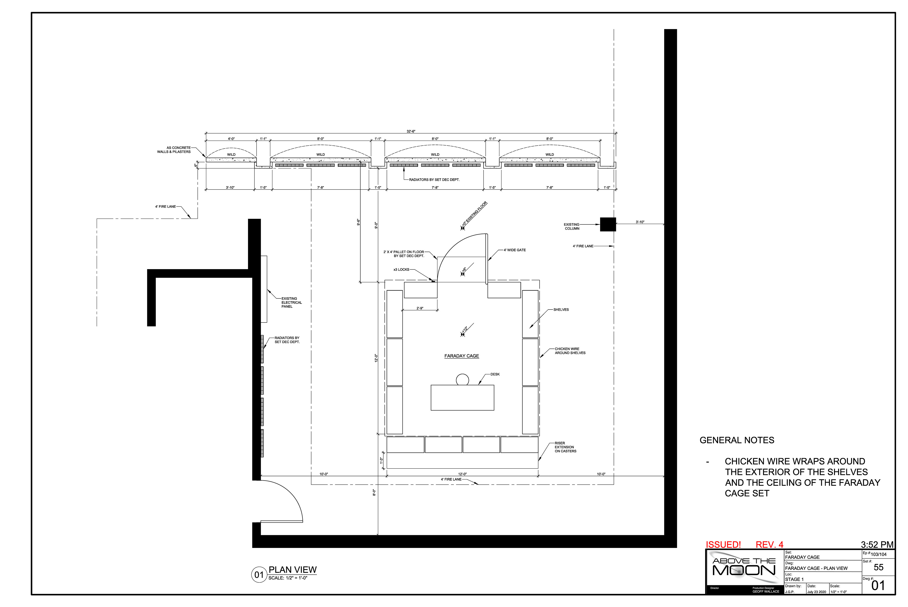 Plan drawing for the "Faraday Cage" set.