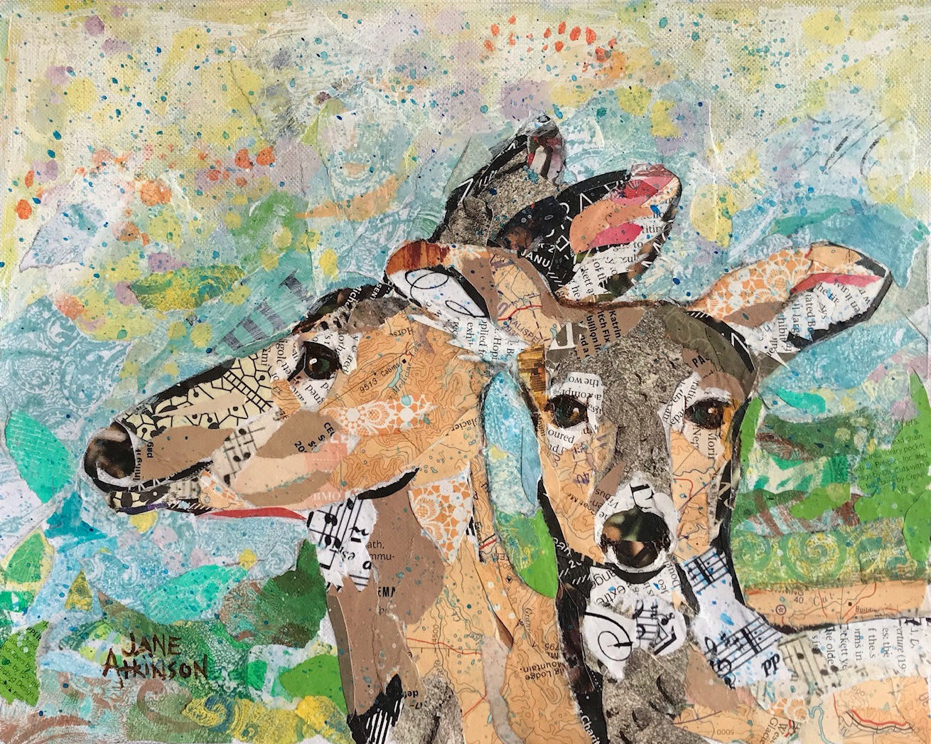 SOLD: Peacefully Watching, 8"d x 10"w, Mixed Media Mounted on Cradled Wood