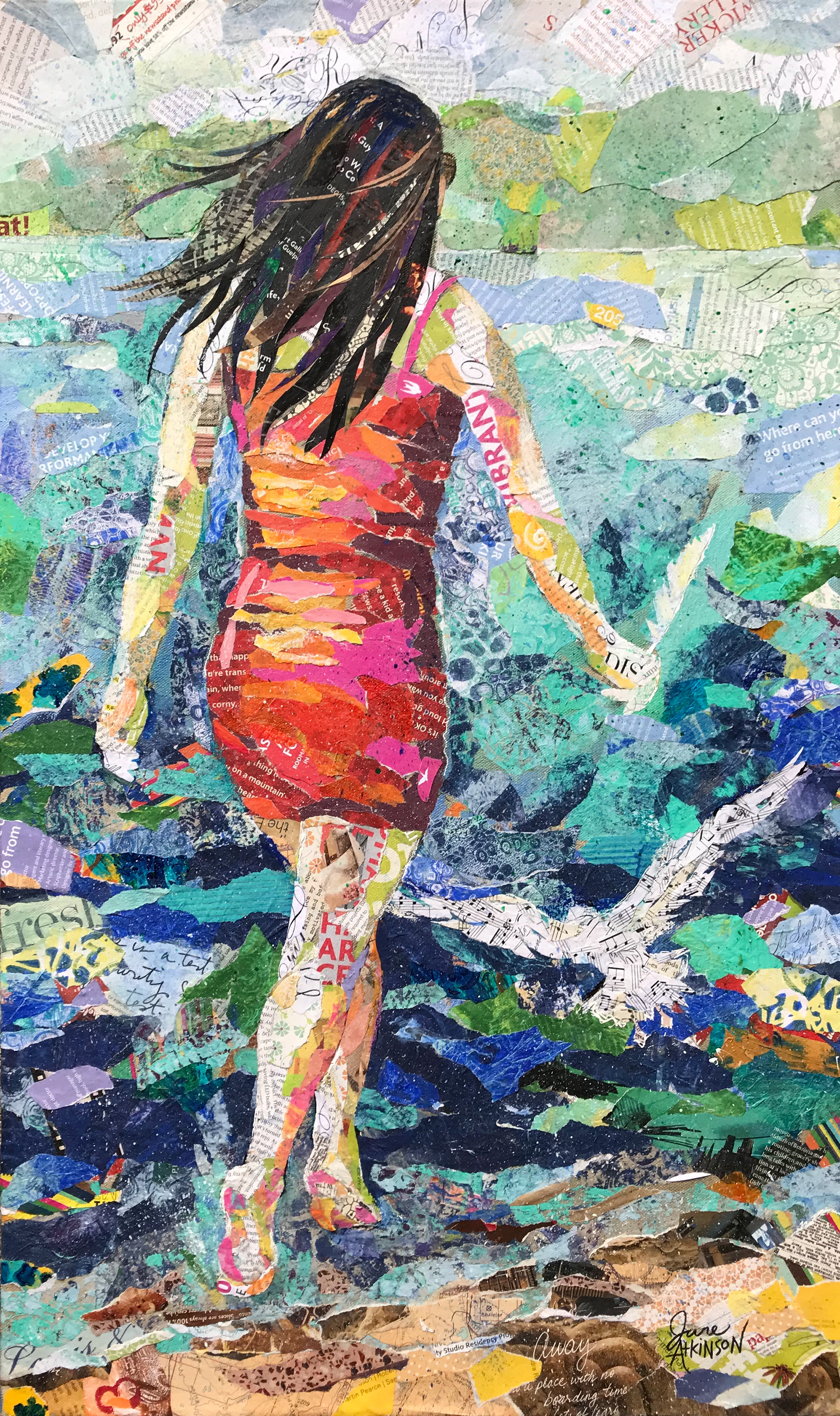 Airborne at Port Stanley, 18"w 30"d, Mixed Media on Canvas, $850.00