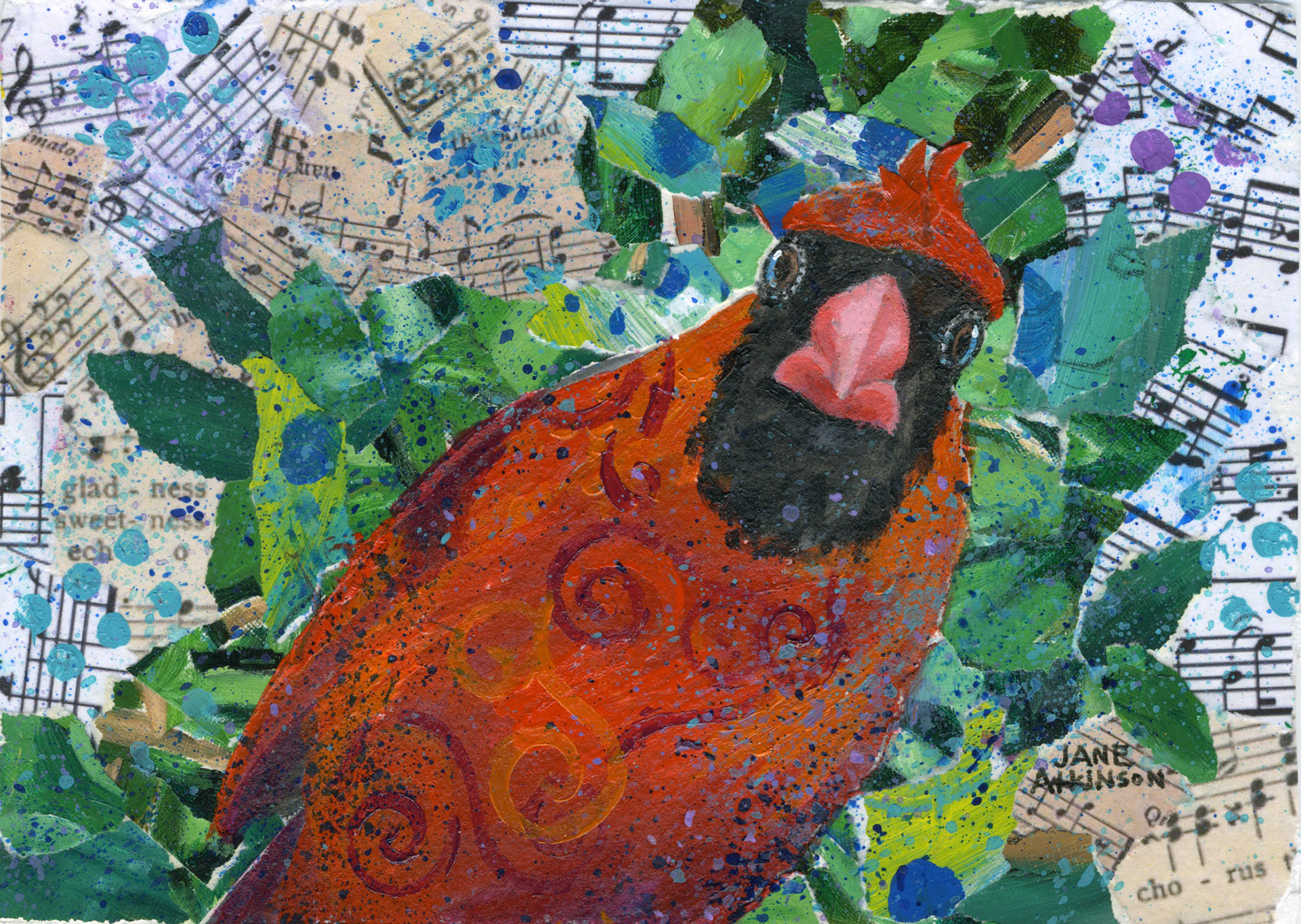 SOLD: Red Beauty, 5" x 7", Mixed Media