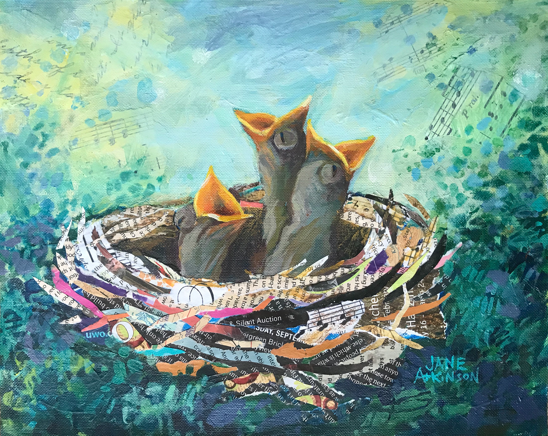 SOLD, Survival Instinct, 8" x 10", mixed media, $150.00 unframed