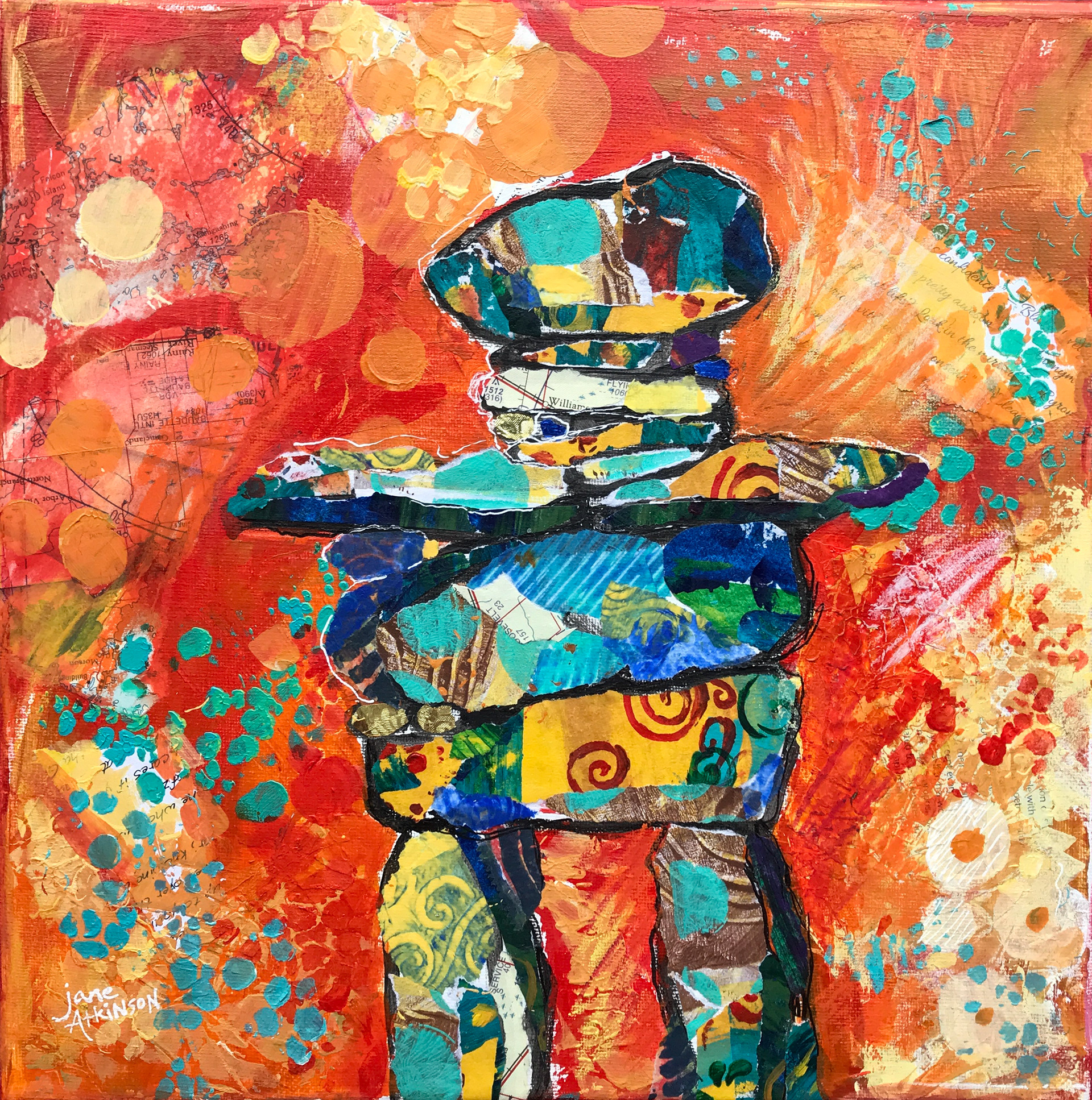 SOLD, In the Image of a Human, 12" x 12", Mixed Media on Canvas, $250.00