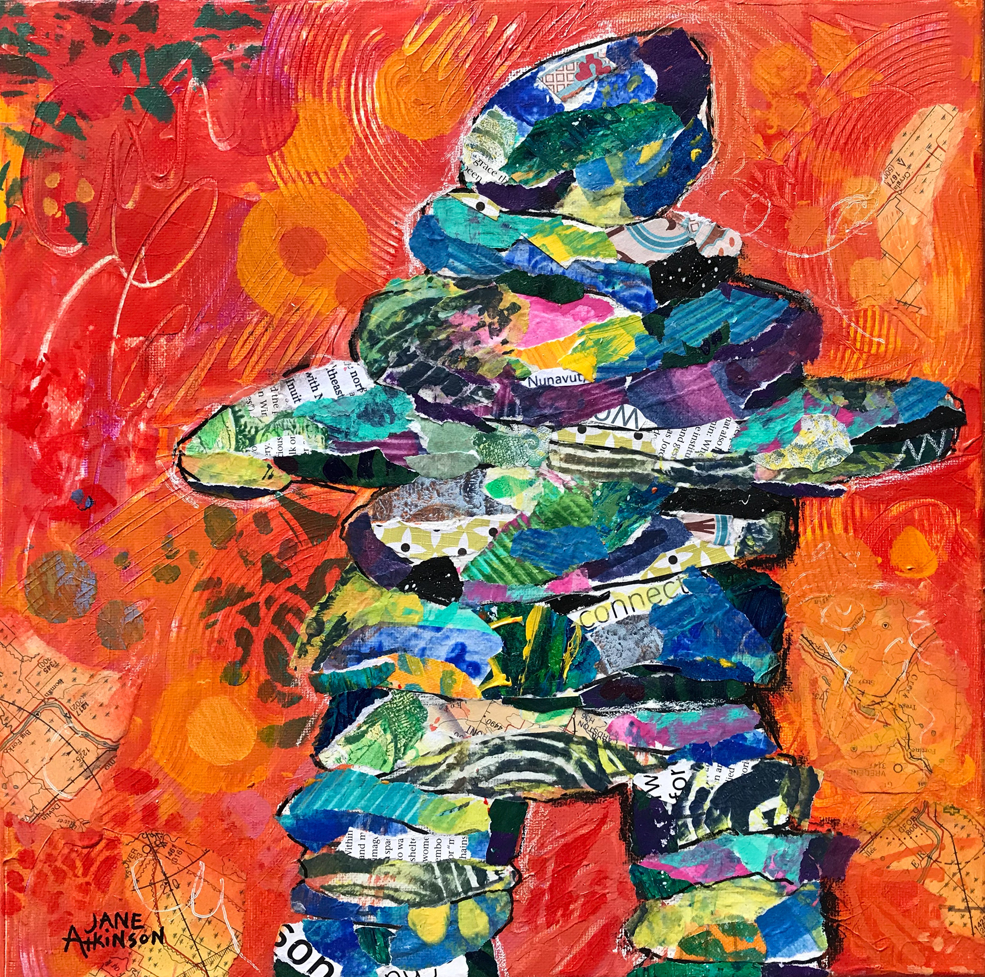 SOLD, Stone Guide, 12" x 12", Mixed Media on Canvas, $285.00