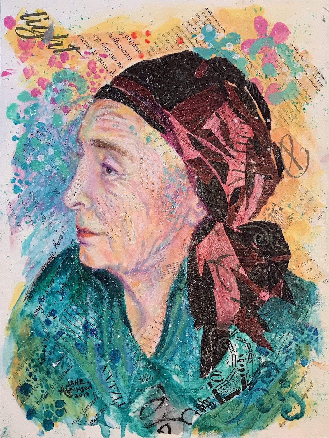 Georgia O'Keefe, 9" x 12", mixed media, $175.00