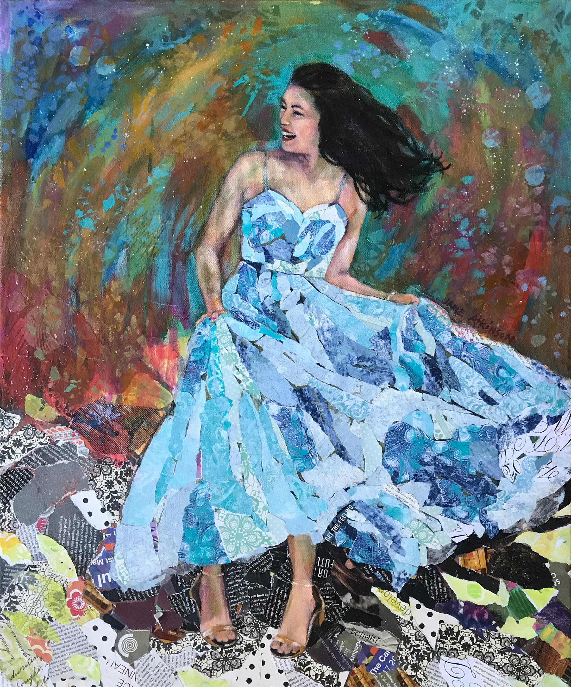 NFS: Spinning Blue, 20"w x 24"d, Mixed Media on Canvas