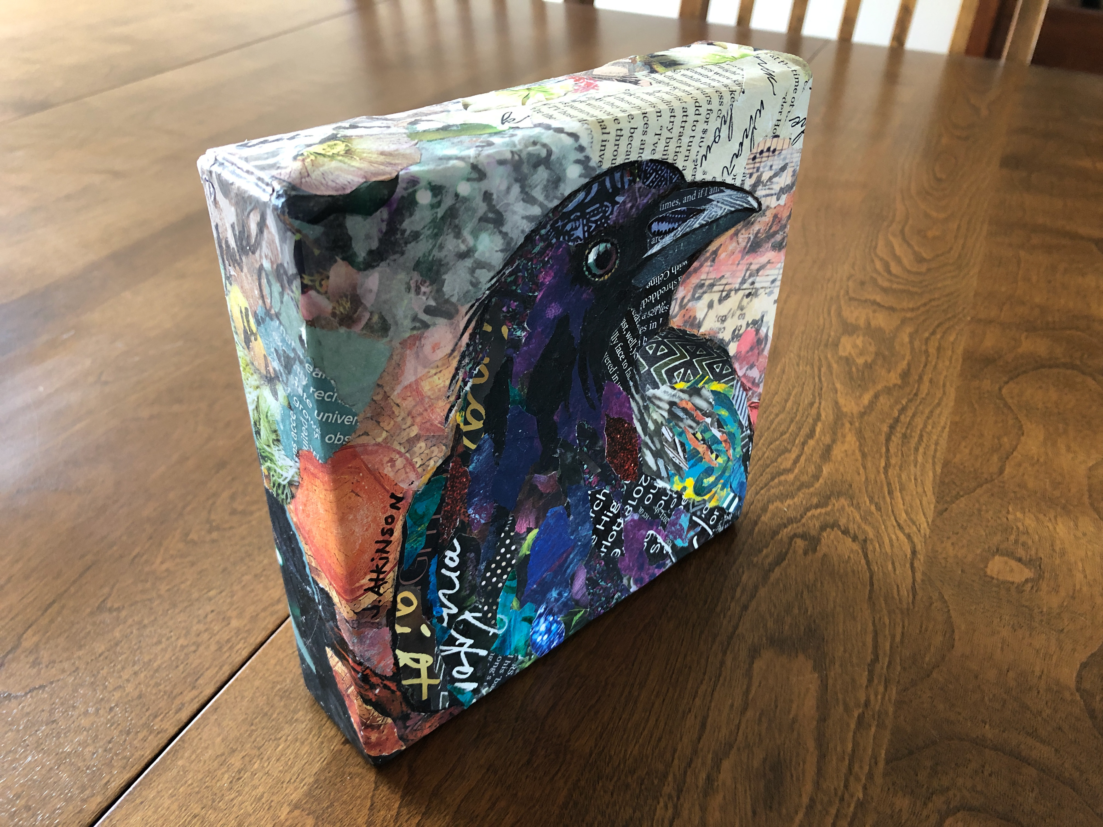 Colourful Crow, 6" x 6", Mixed Media on Gallery Stretched Canvas, $98.00