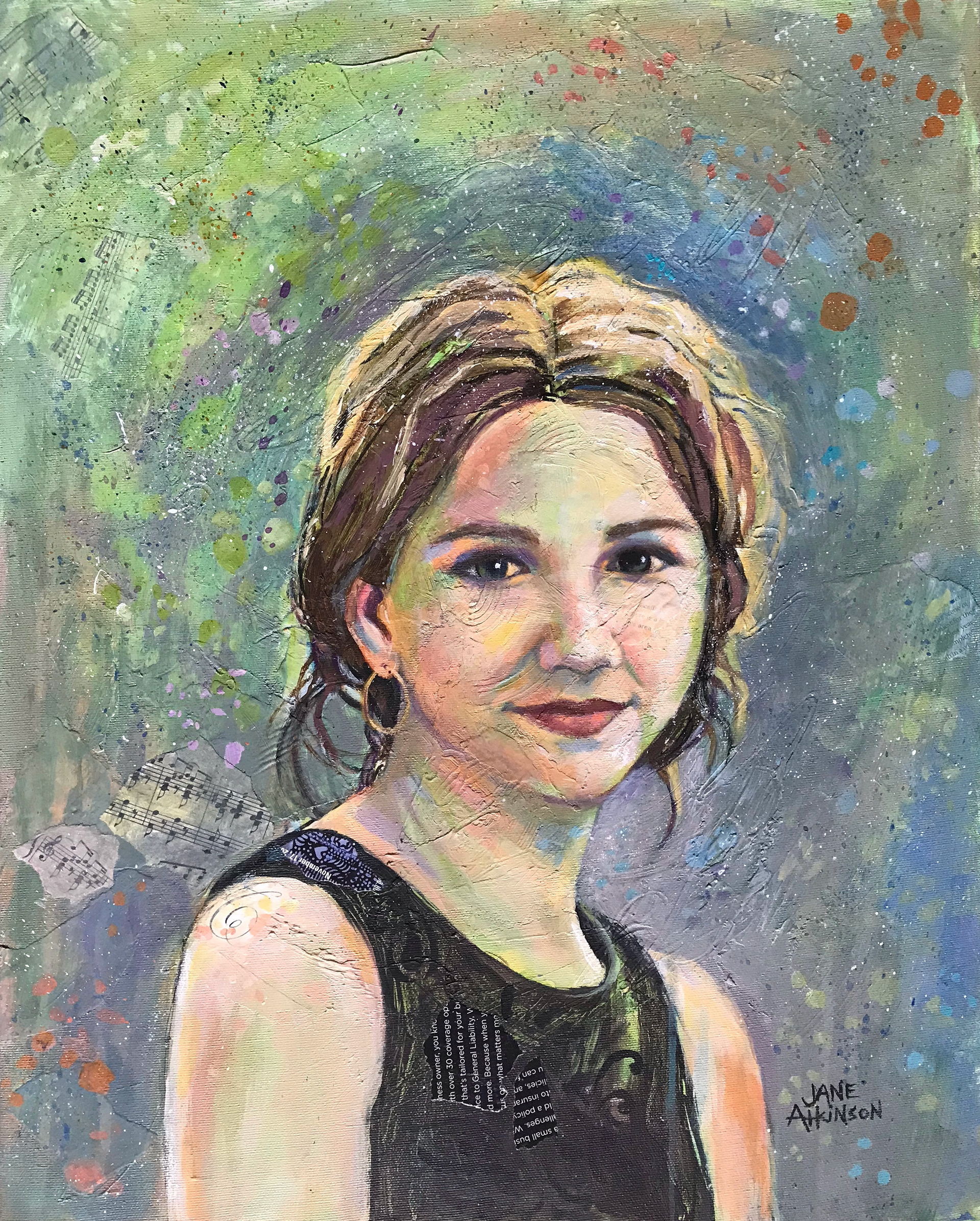 SOLD: Prom Dress, 20"d x 16"w, Mixed Media on Gallery Stretched Canvas, $800.00