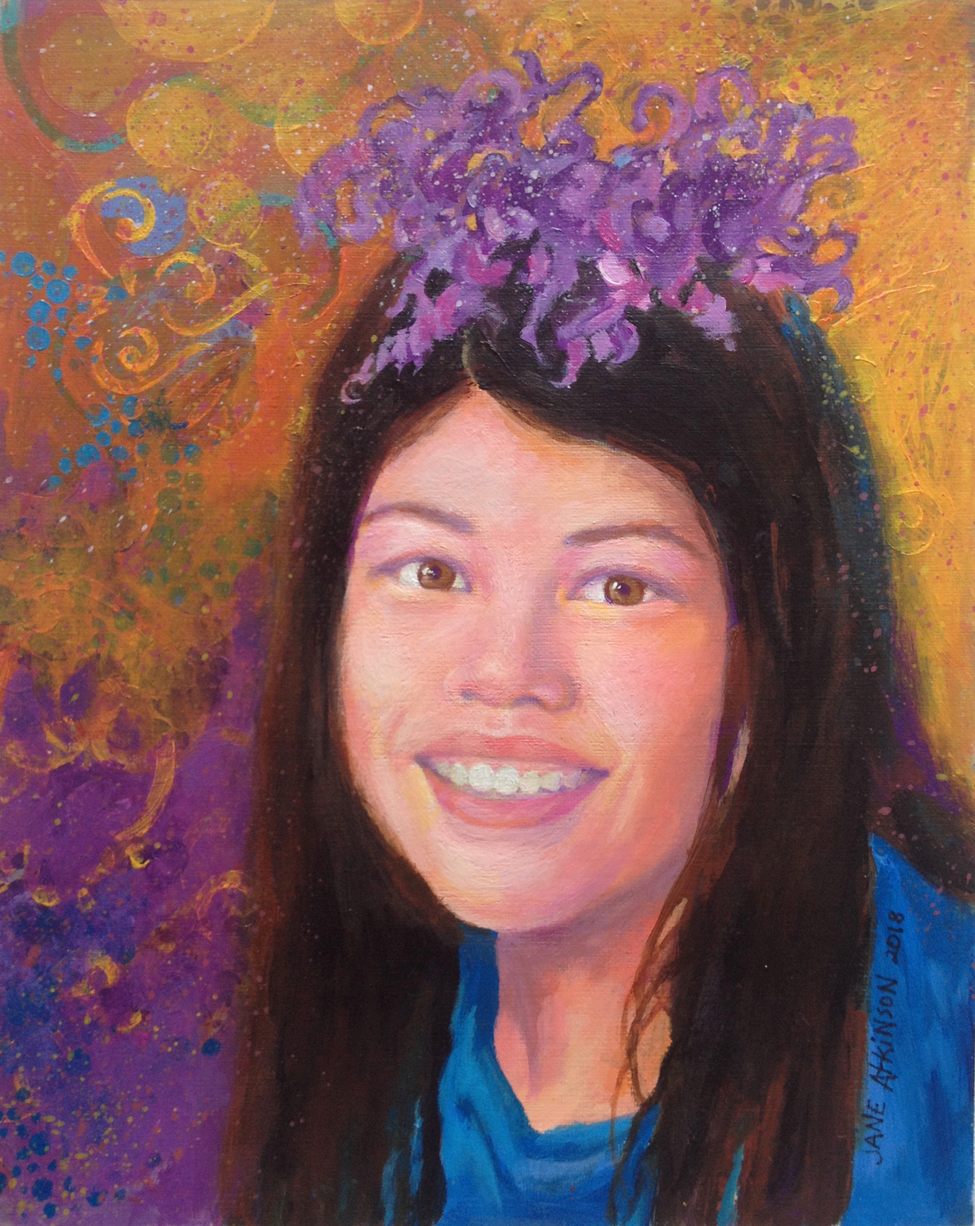 Happy Teen, 8" x 10", Acrylic on Paper, Artist's Collection