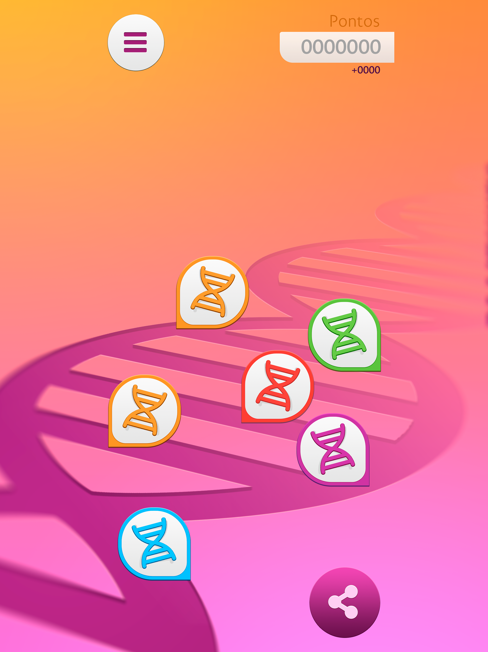 Essa é a tela principal. É o lobby de todos os acessos do jogo. Os ícones representam medalhas que são adquiridas ao jogar os minigames ou cumprir as metas.