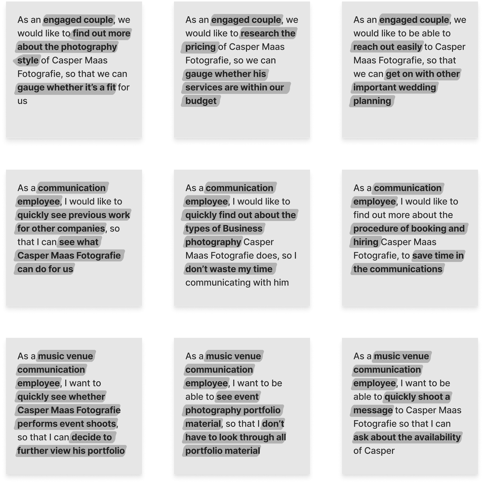 User stories