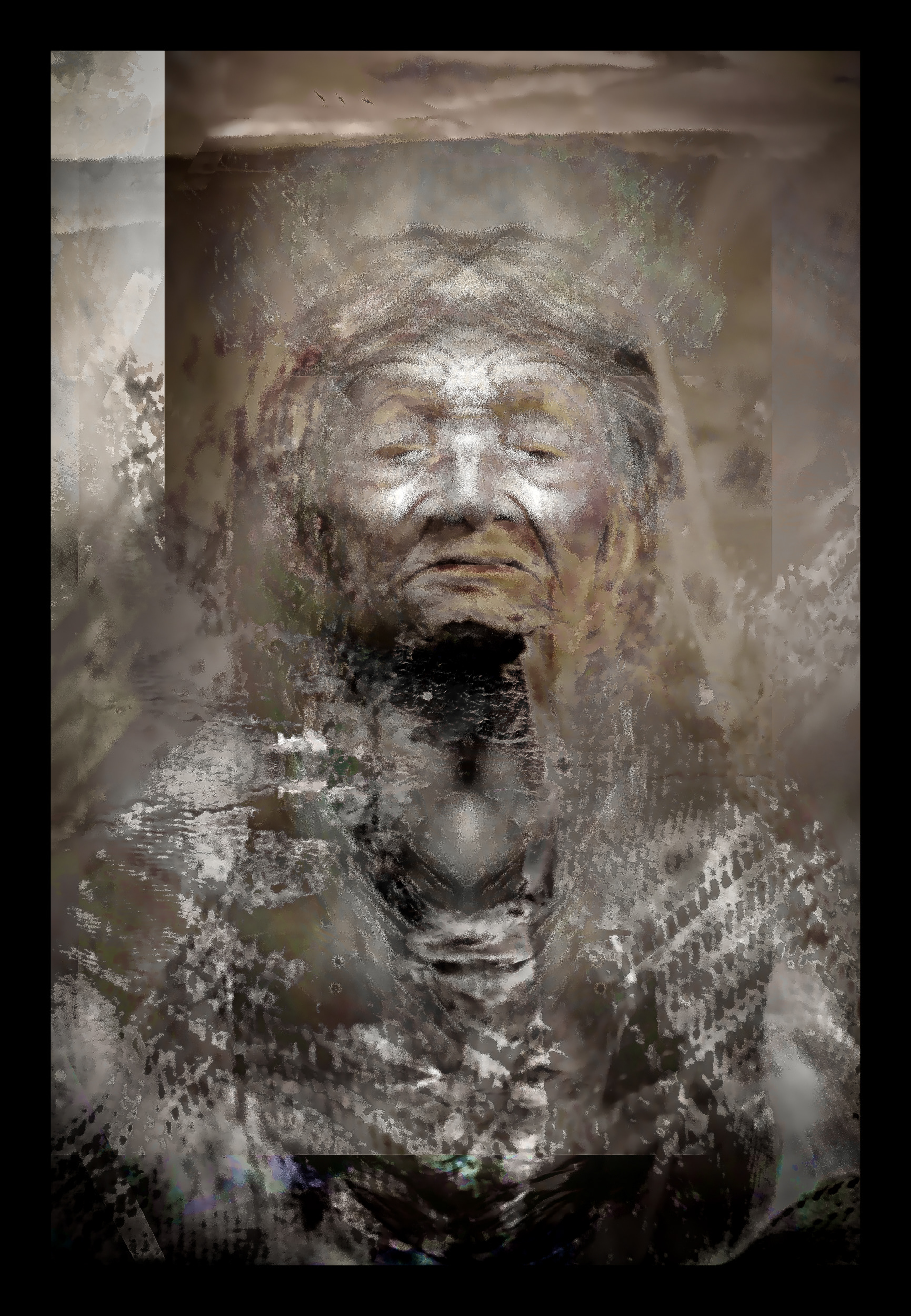 Recalled Series # 3 "Portrait of a First Nations woman" Original image by Oneida Gallery (Seattle), New Westminster Museum and Archives, IHP1419