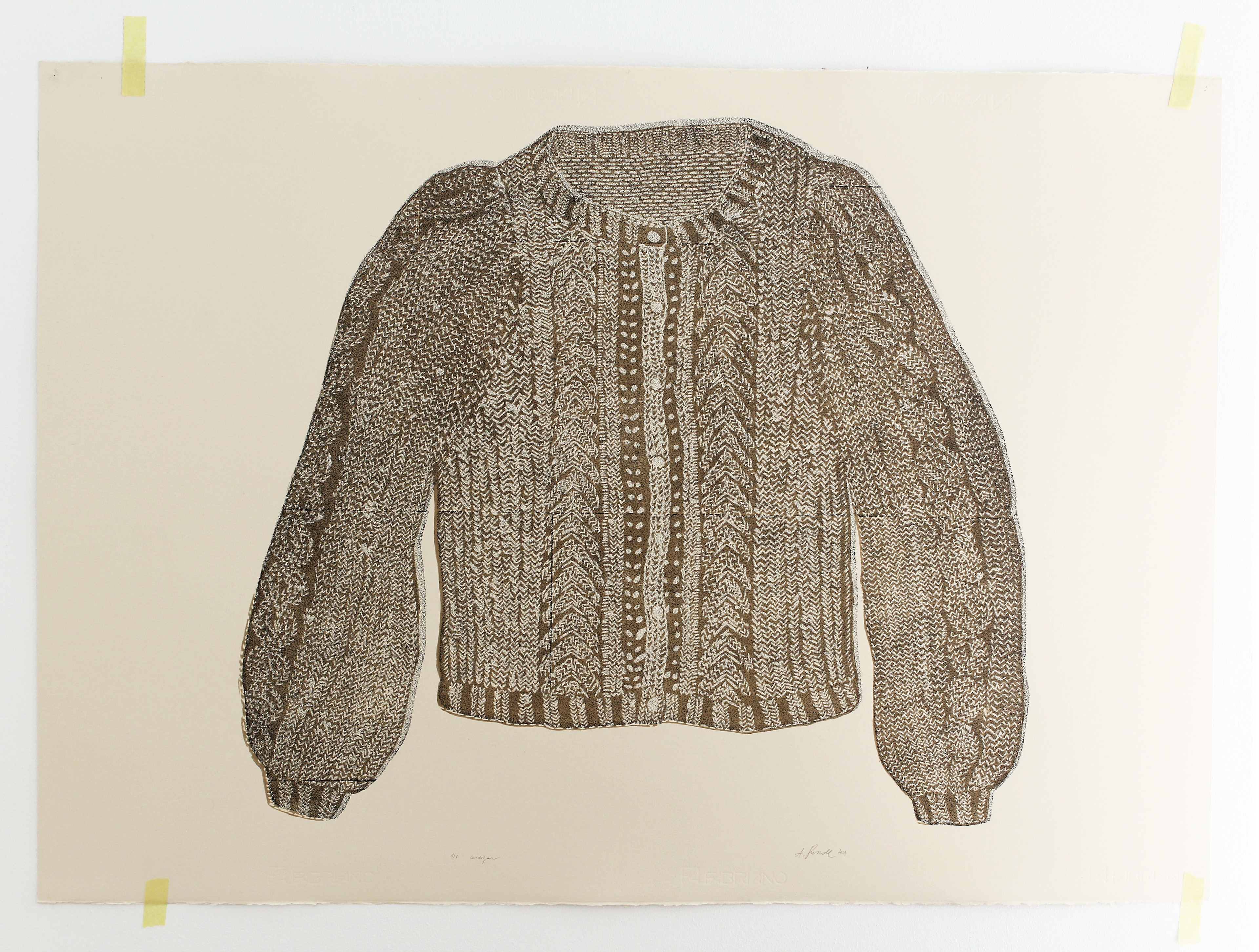 Knitted cardigan I, relief print, 2021