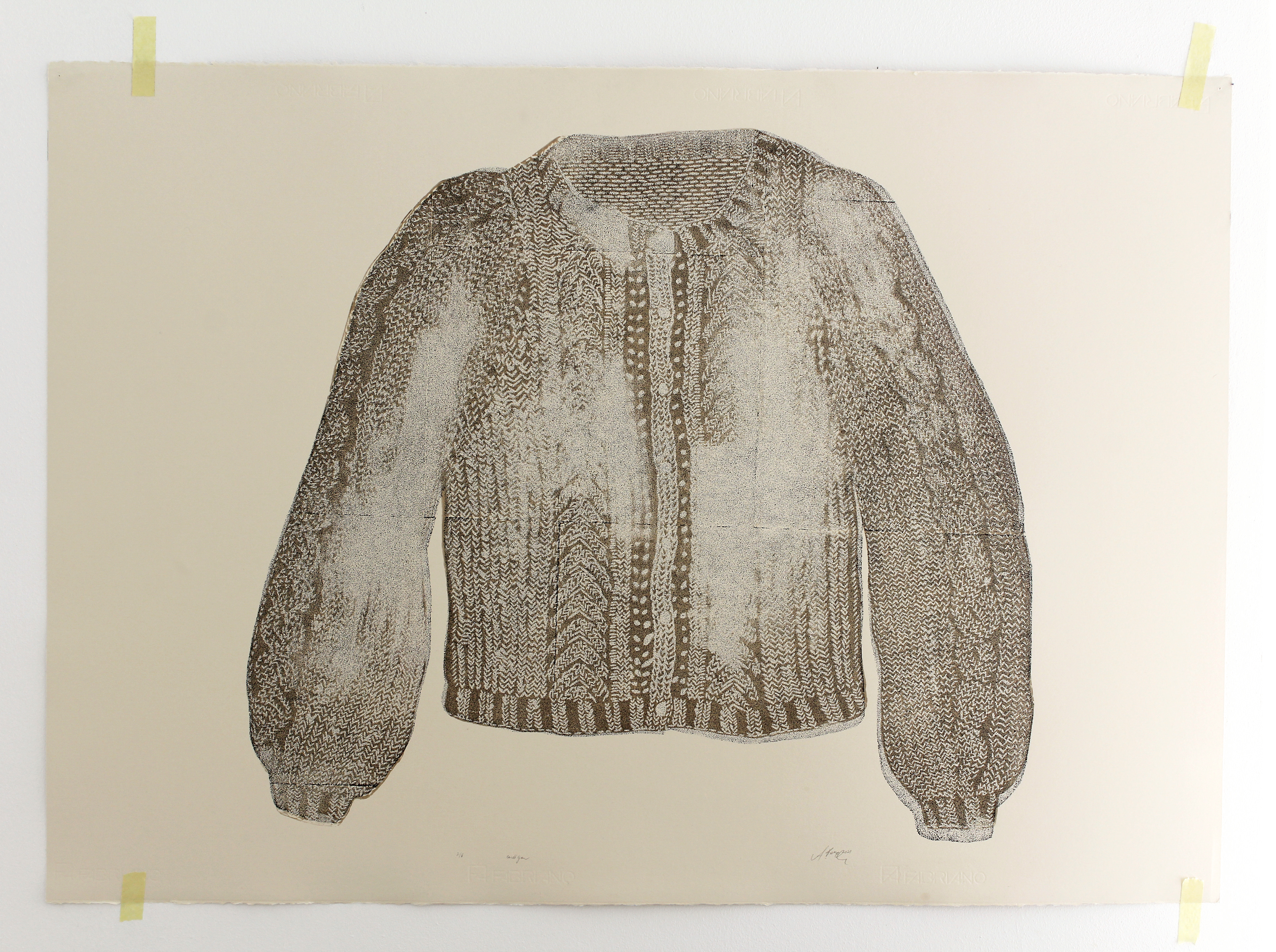 Knitted cardigan II, relief print, 2021