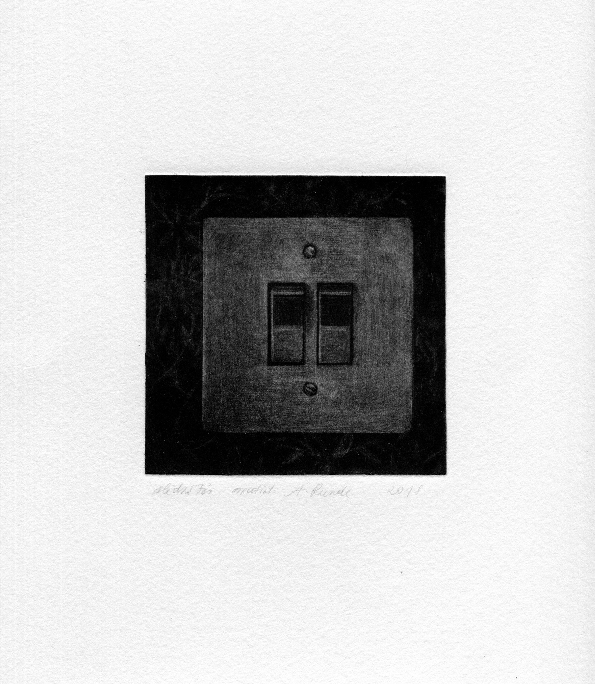 Slēdzītis, mezotint, 2018