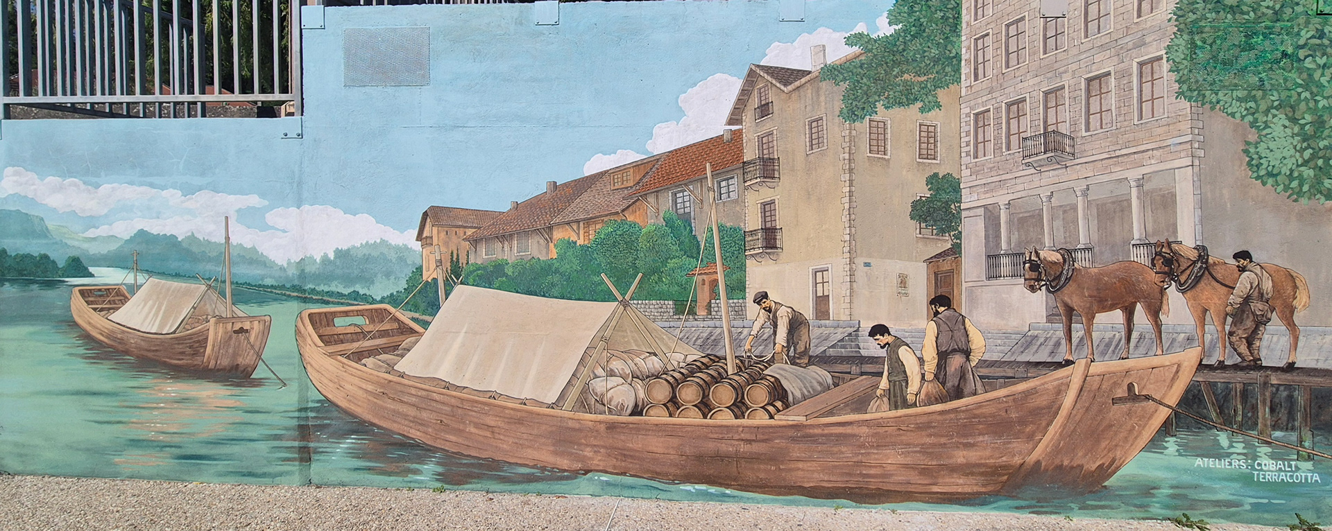 Fresque 7,5m x 2,60m sur la batellerie du Rhône