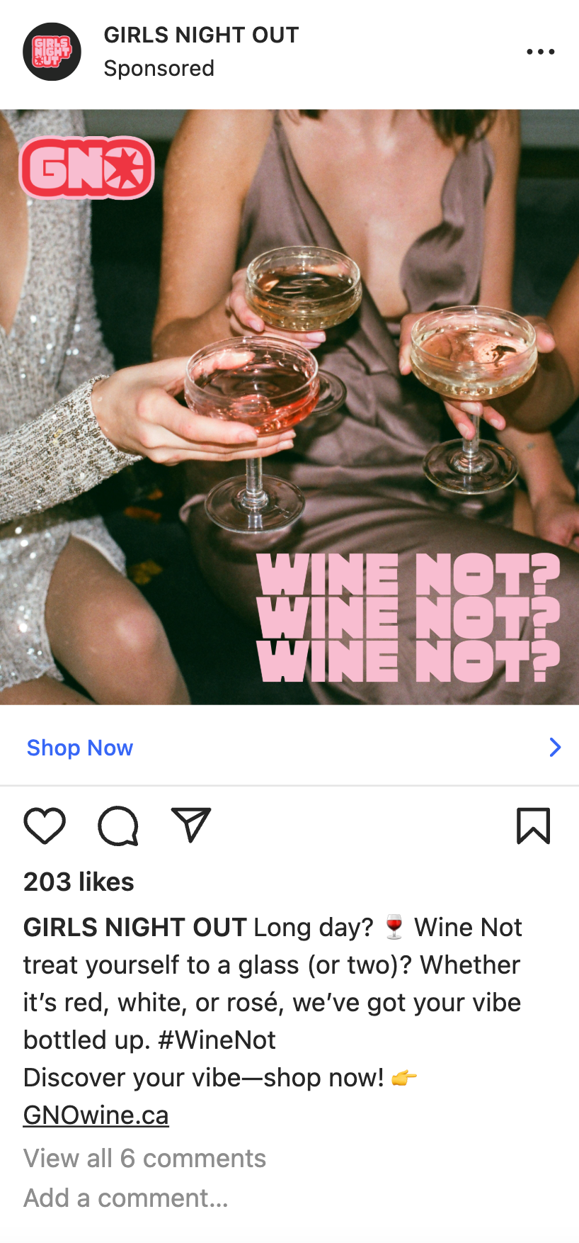 GNO Instagram ad: Wine Not?