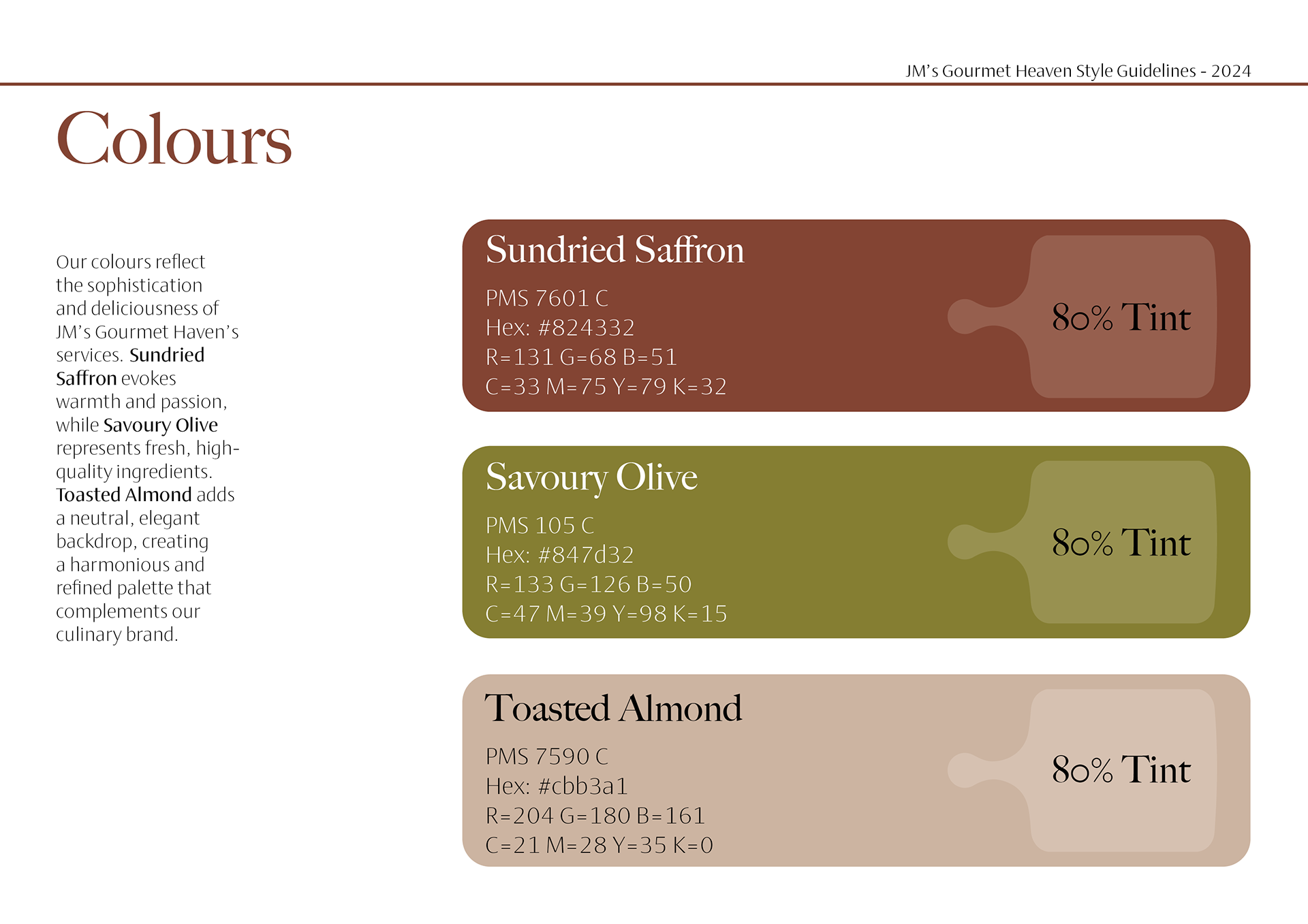 JM's Gourmet Haven style guideline, page 9