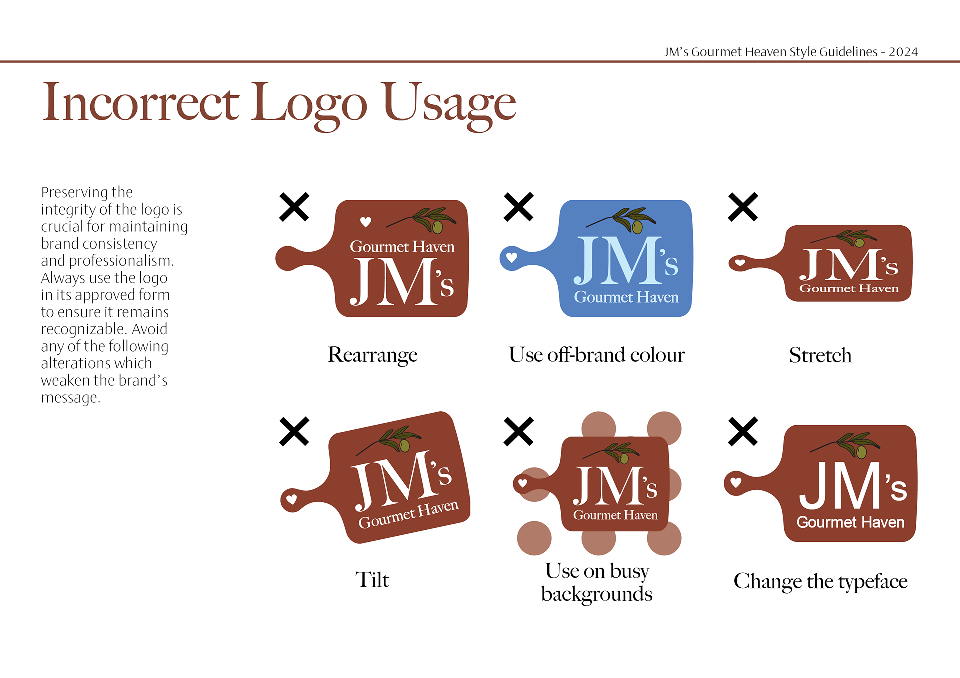JM's Gourmet Haven style guideline, page 7