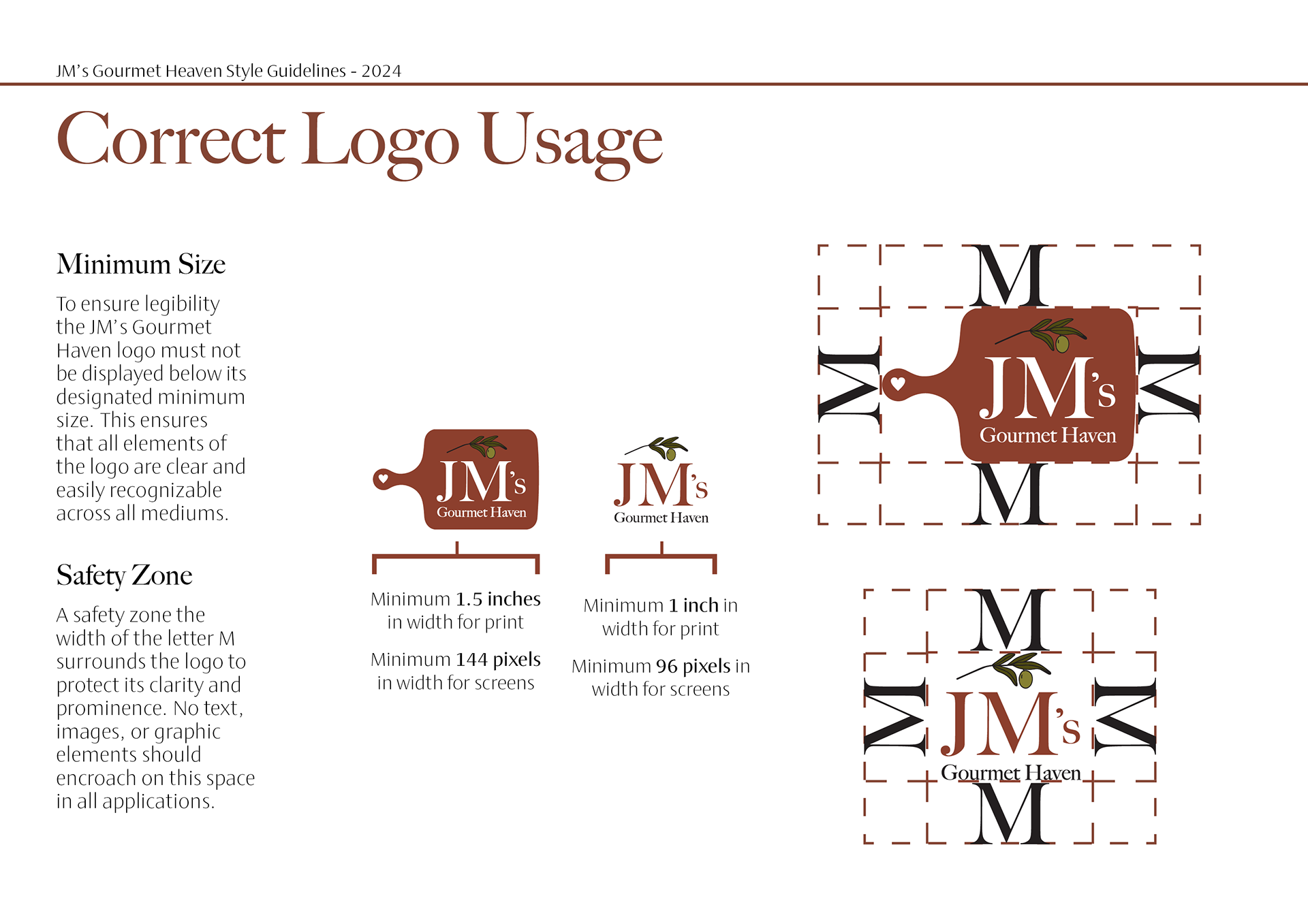 JM's Gourmet Haven style guideline, page 6