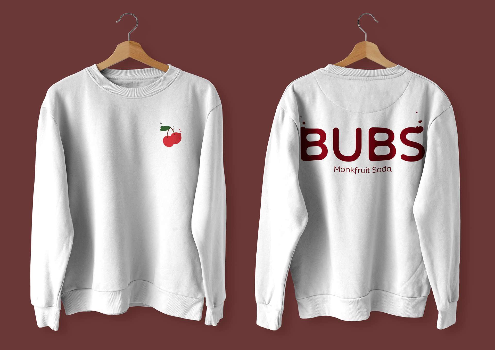 Custom crewneck designed for "Bubs" sour cherry merchandise