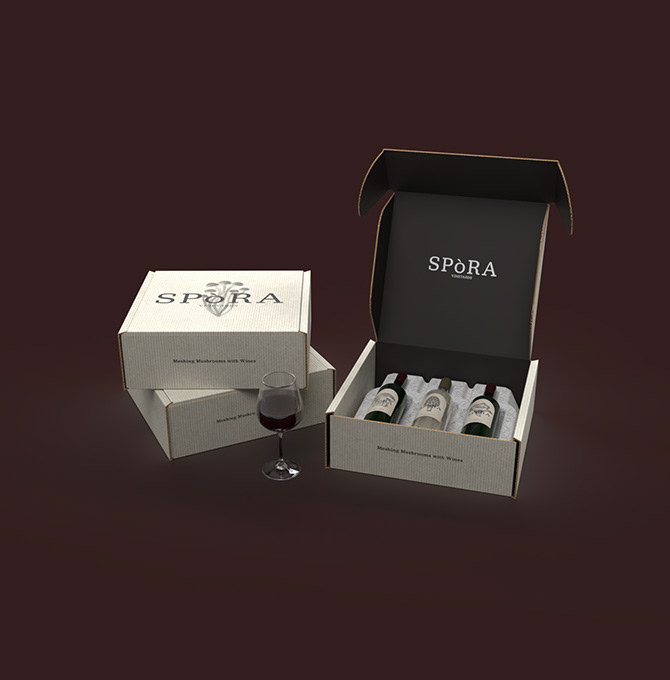 SPòRA wine set layout with open box design