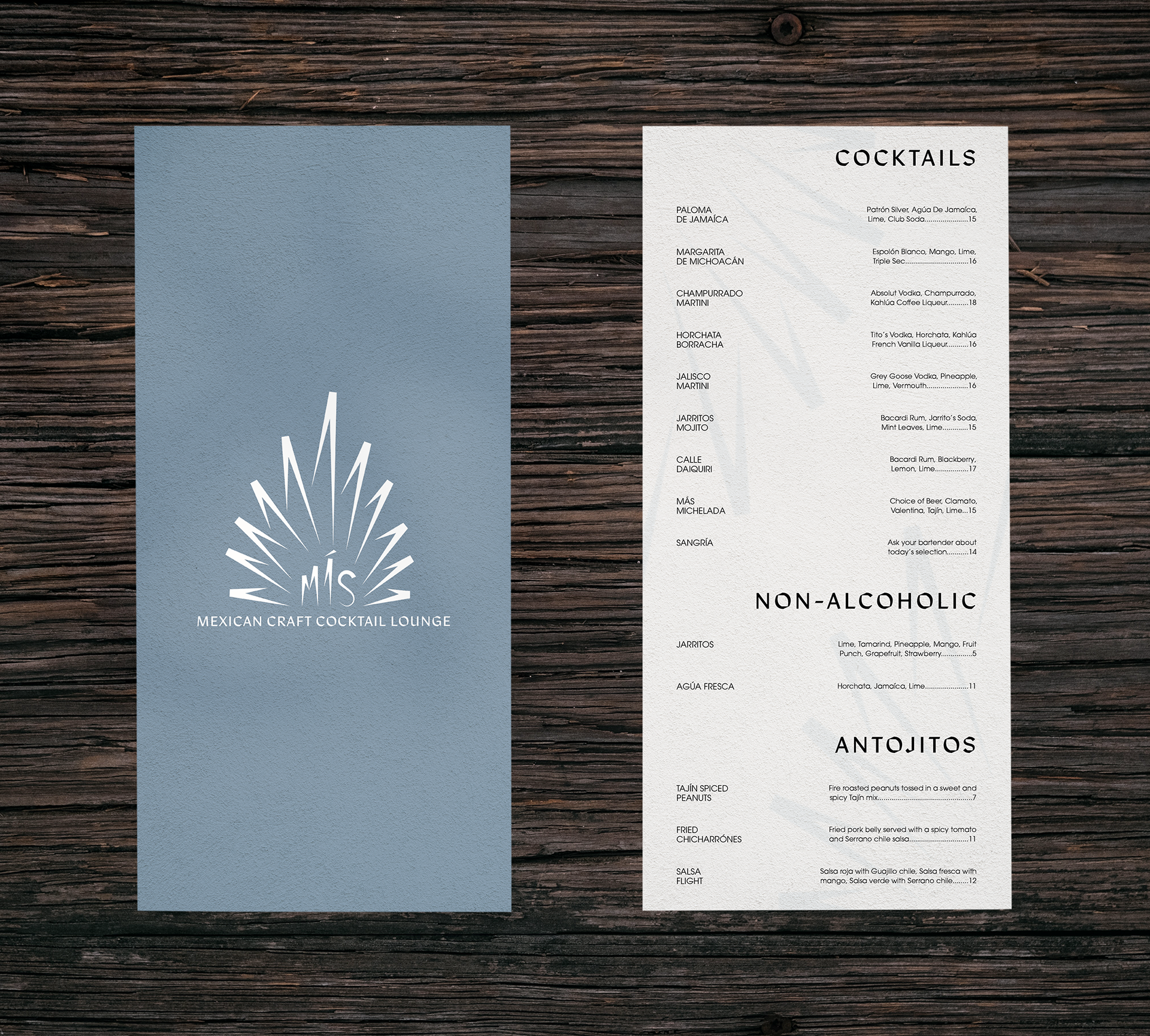 Winter menu design for Más