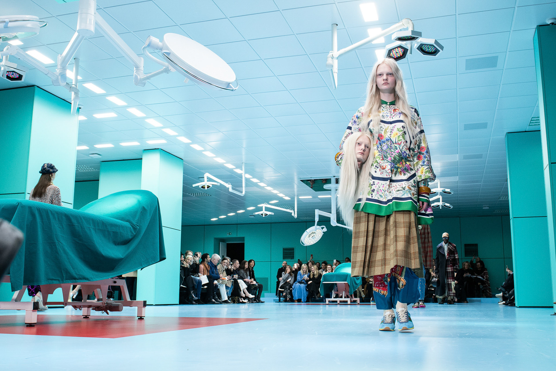 A model walks the runway at the Gucci show during Milan Fashion Week Fall/Winter 2018/19