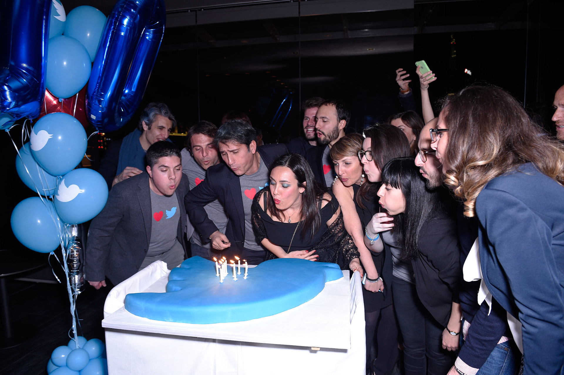 Italian Twitter team attend Twitter's 10th Anniversary party on March 21, 2016 in Milan, Italy.